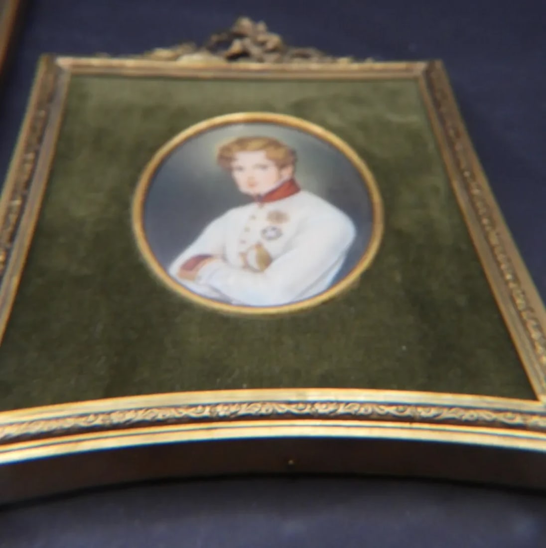 Pair of Miniature Portraits 19th Century European Continental Officer & His Wife Matilda & Joseph - 9