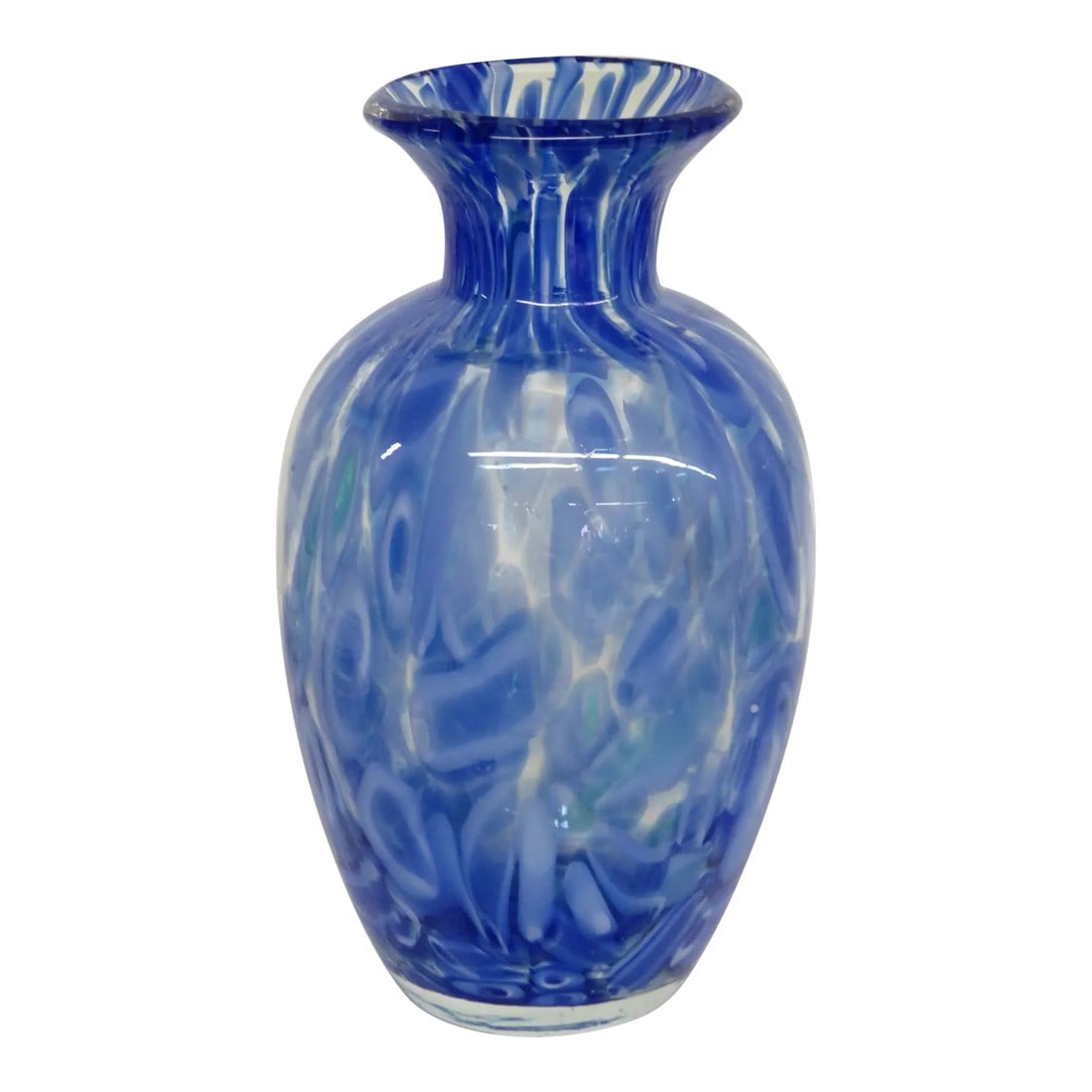 Mid Century Modern Millefiori Hand Blown Blue Art Glass Vase (1 of 11)
