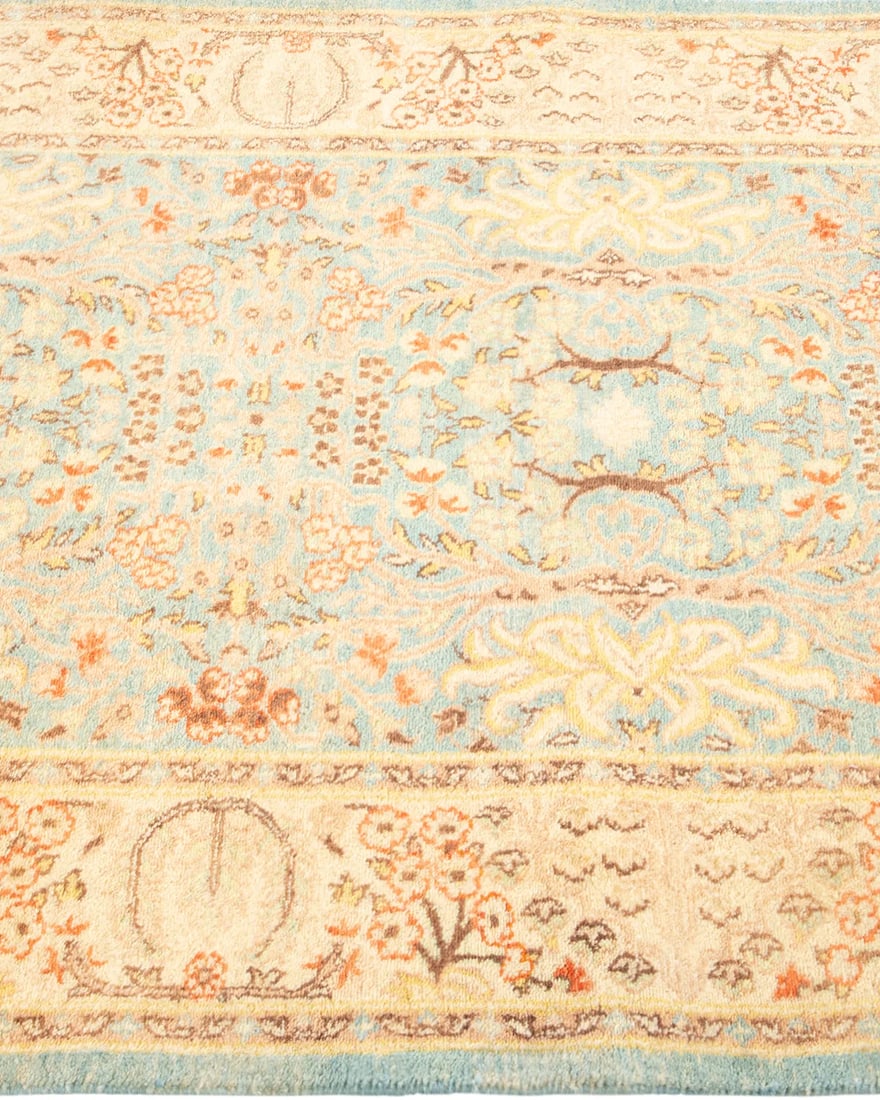 Mogul, One-of-a-Kind Hand-Knotted Runner Rug - Light Blue, 2' 7" x 13' 9" - 4