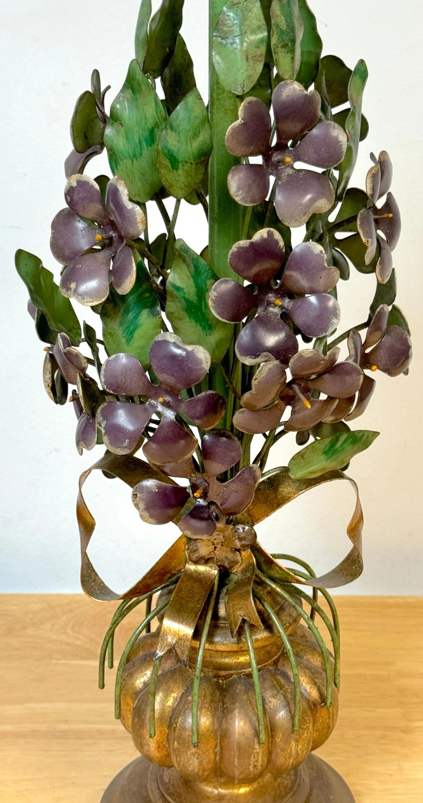 Italian Hollywood Regency Giltwood & Tole Violet Topiary Sculptures - a Pair - 8