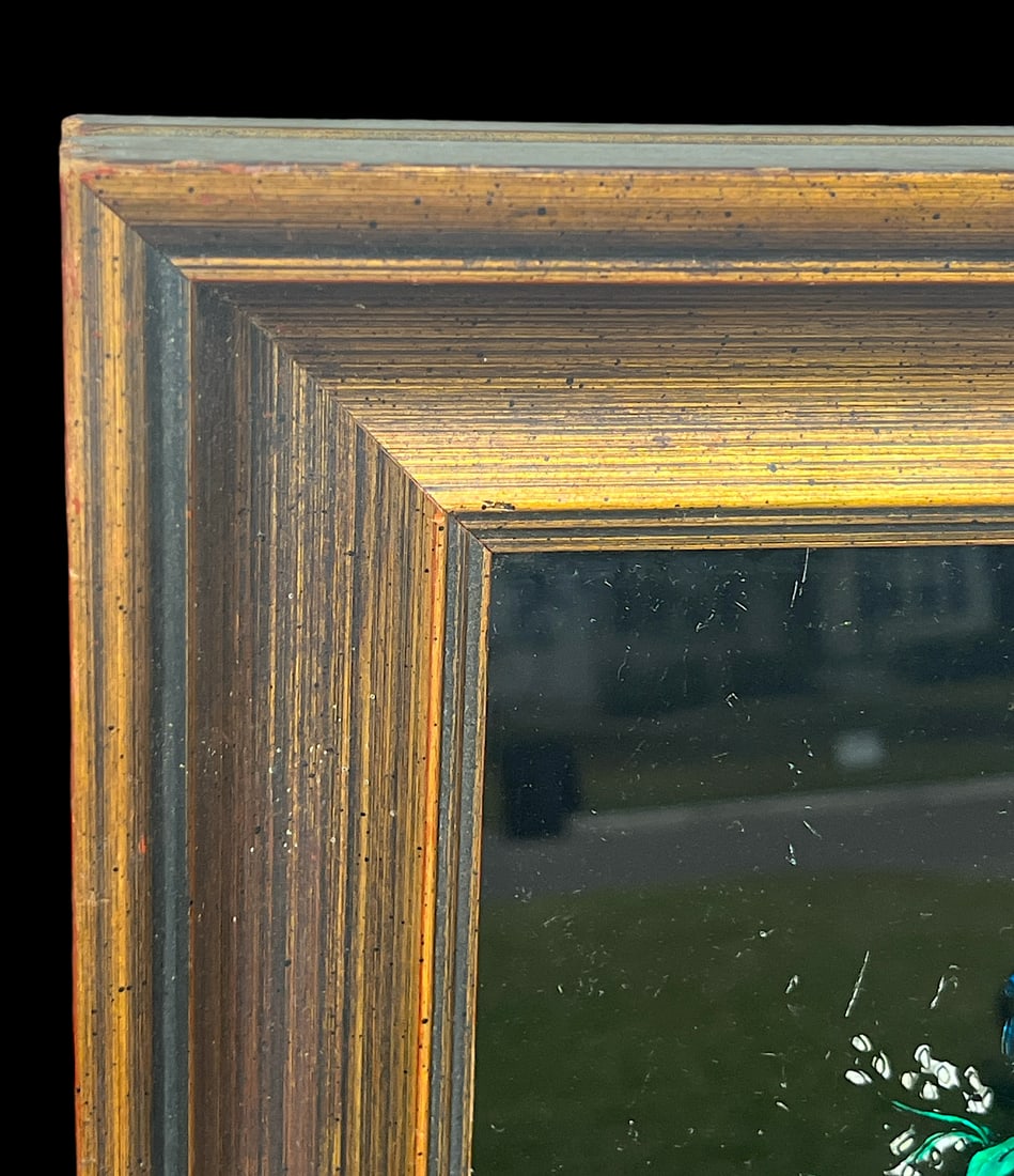 1940s Framed Silver Epergne Holding Flowers and Fruit Silver Foil Painting - 7