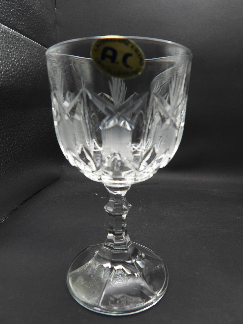 1950s Mid Century Modern Italian Ac Cut Crystal Atomic Wine Stem Glasses- Set of 4 - 5