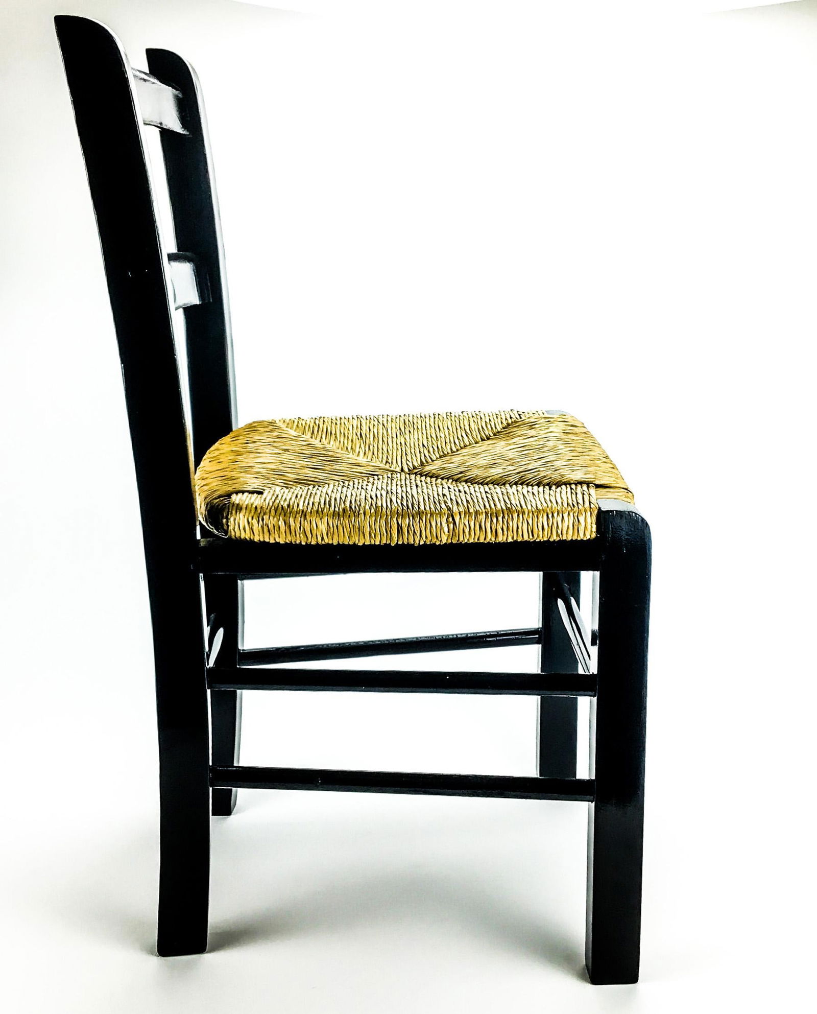 90's Black Painted Children's Side Chair With Rattan Seat - 4