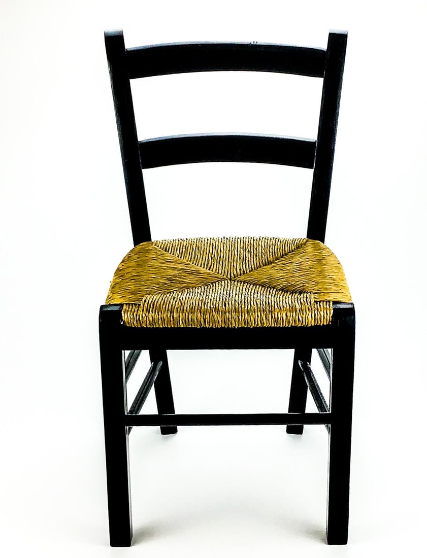 90's Black Painted Children's Side Chair With Rattan Seat - 6