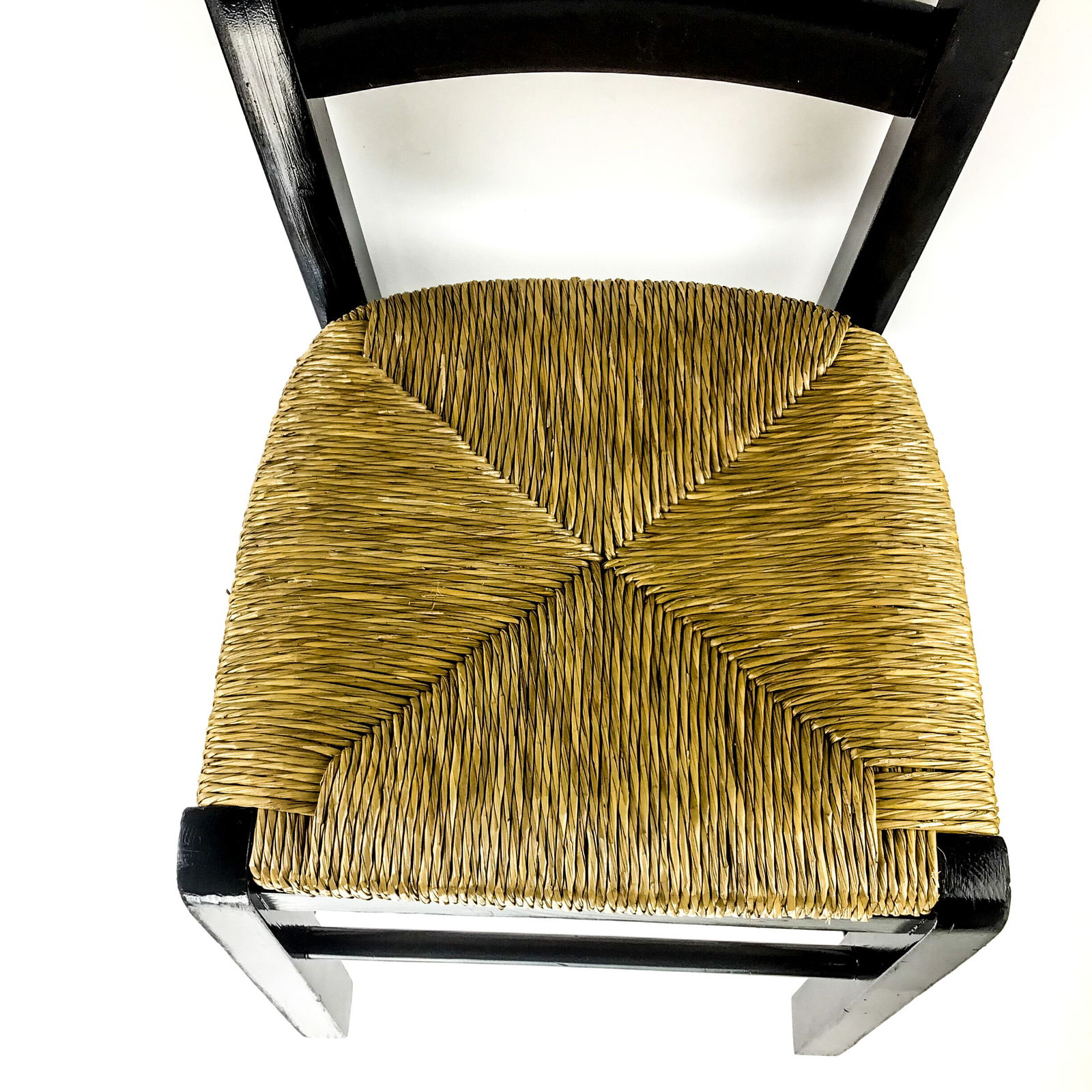 90's Black Painted Children's Side Chair With Rattan Seat - 7