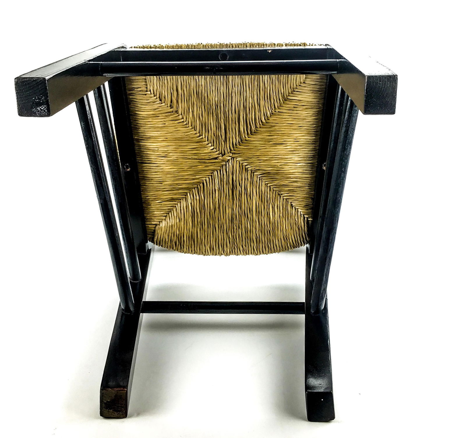 90's Black Painted Children's Side Chair With Rattan Seat - 8