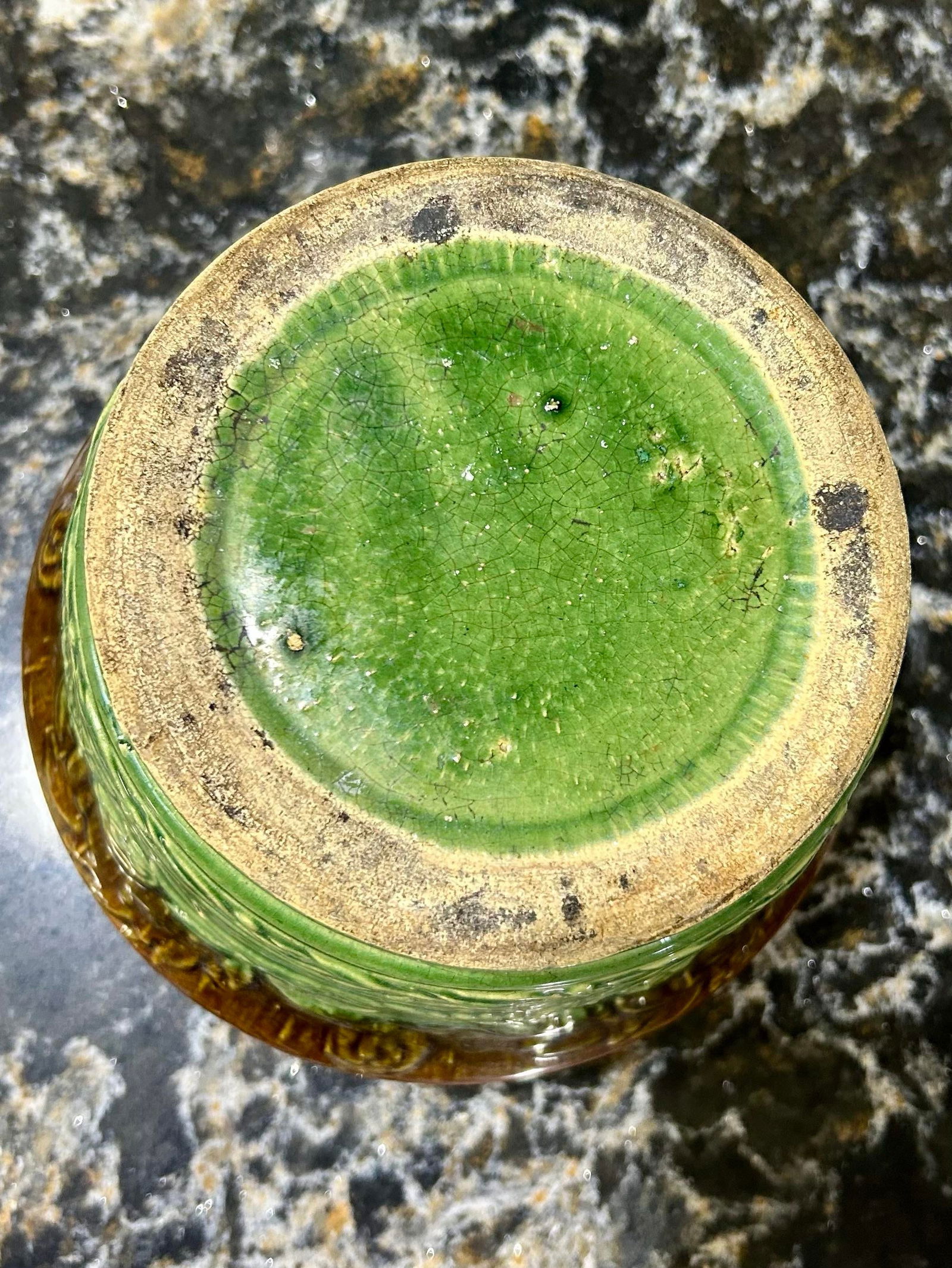 Vintage Robinson Ramsbottom Pottery Company Jardiniere With Pedestal Base, Number #153 Green Fern Le - 6