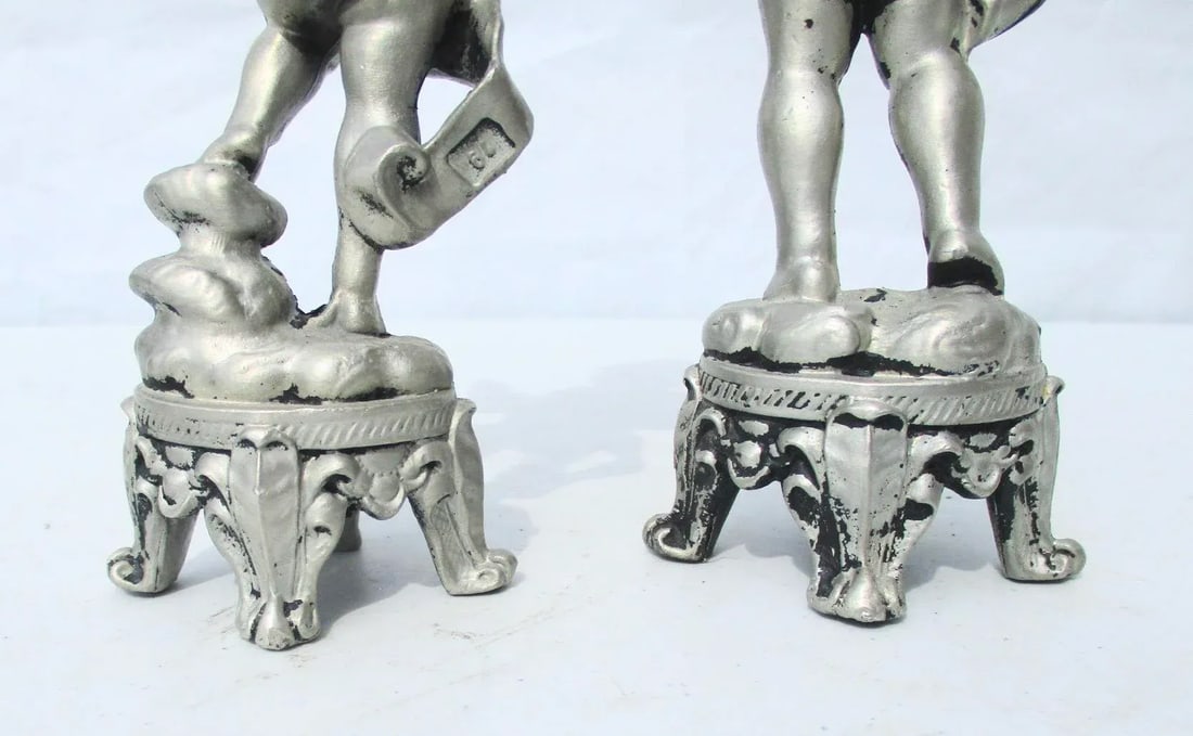 1980s Lead Musical Putti Figurines - a Pair - 5