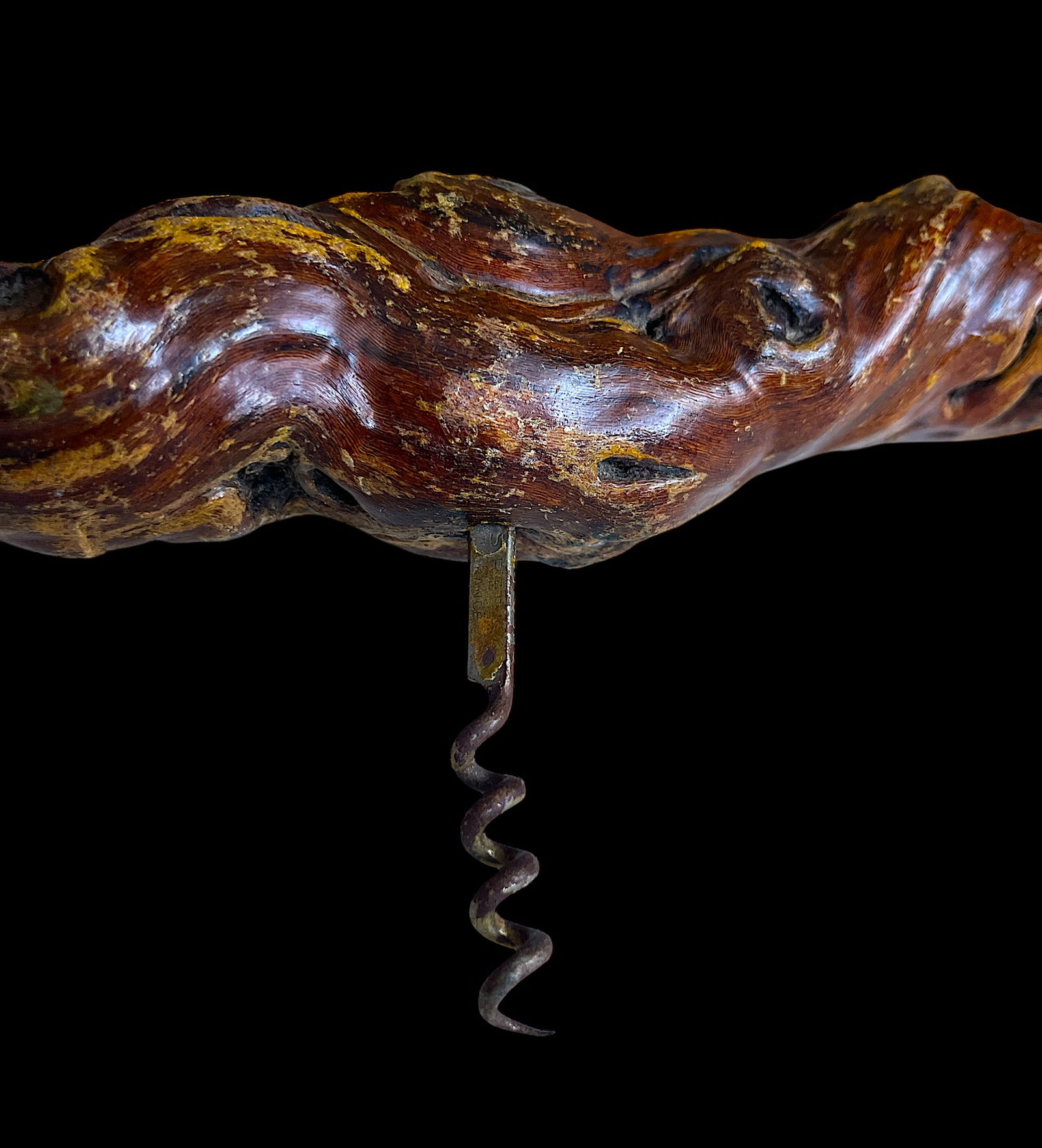Vintage French Grape Vine Branch Wine Bottle Opener Corkscrew From Hautvillers - 2