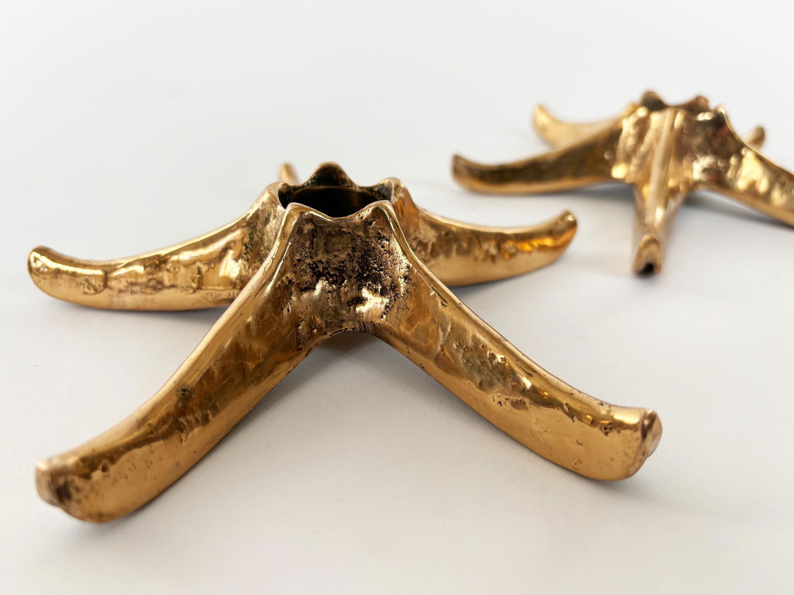 Vintage Brass Star Candlestick Holders - Set of 2 - 6