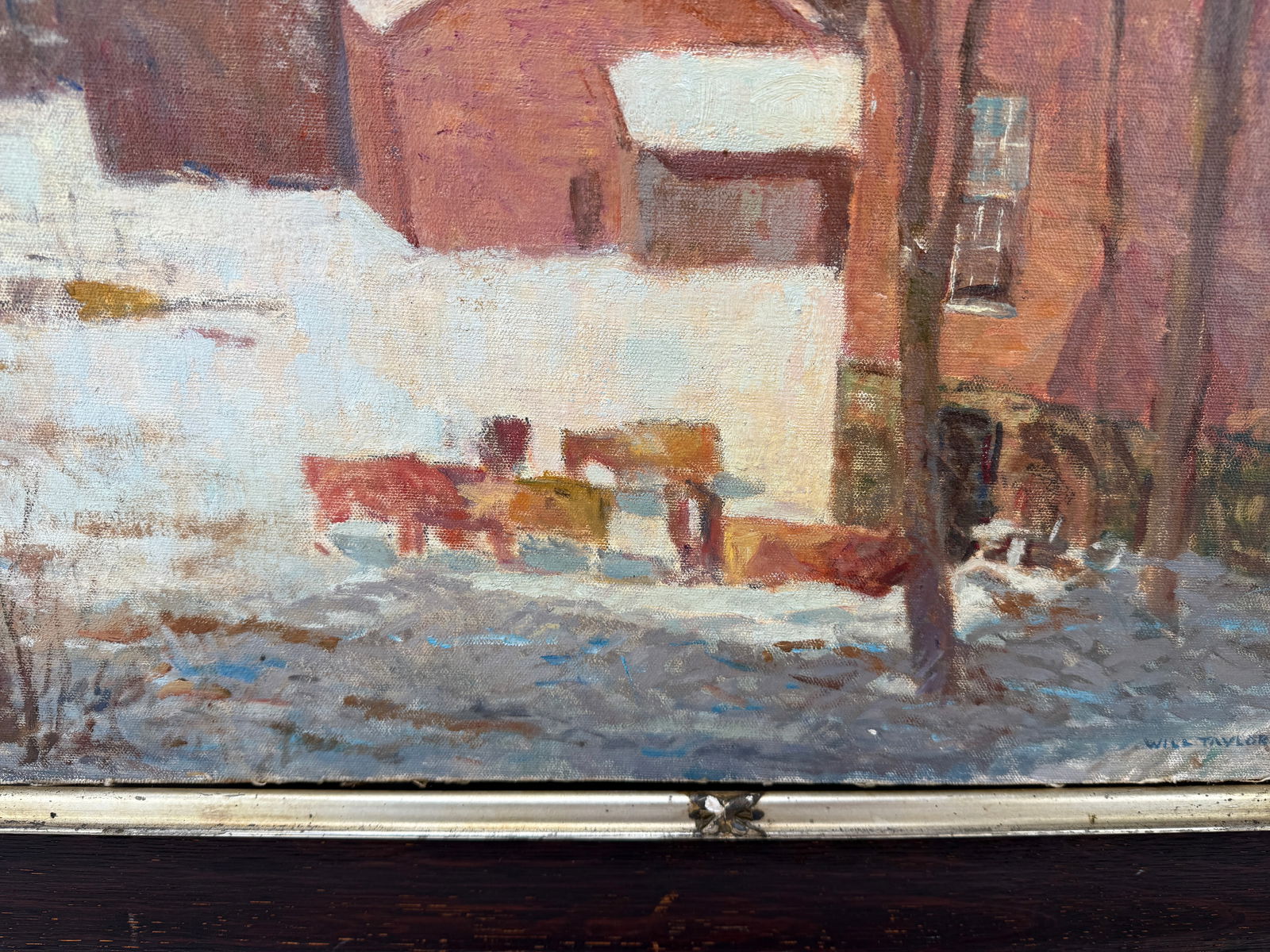 Will Taylor, Impressionist New England Cows in a Snowy Landscape Oil on Canvas - 10