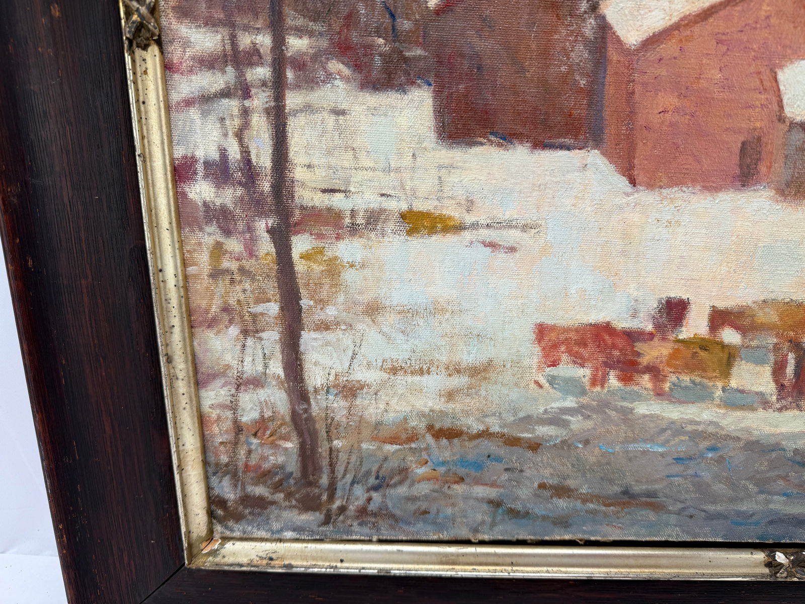 Will Taylor, Impressionist New England Cows in a Snowy Landscape Oil on Canvas - 11