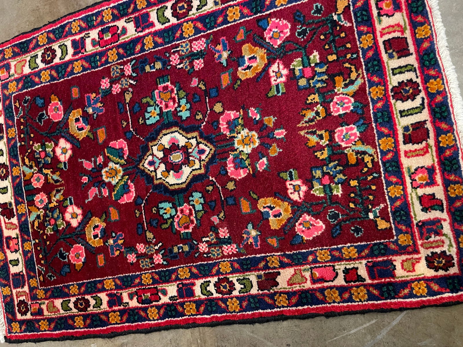 1990s Handwoven Persian Hamedan Area Rug 2'2" X 3'3" - 2