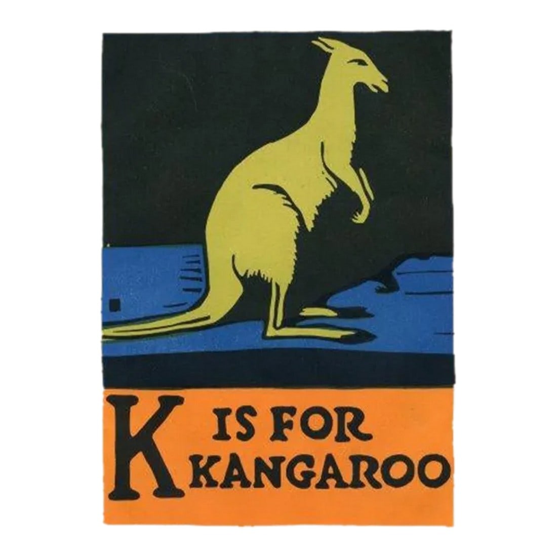 1920s, K Is for Kangaroo Print, Original Vintage Children's Print, Lithograph, ABCs (1 of 2)