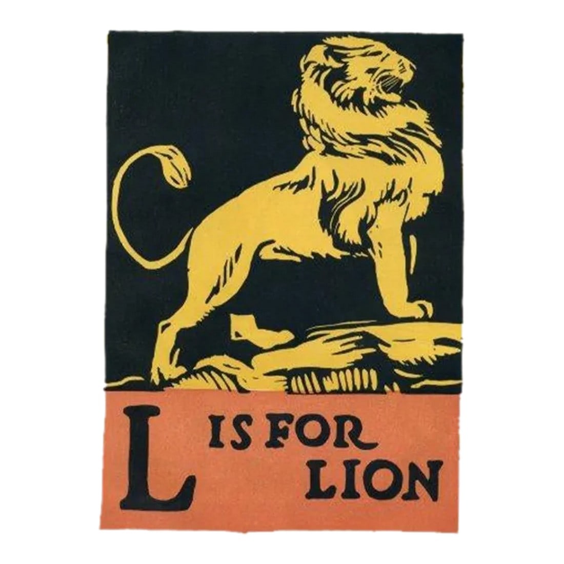 1920s, L Is for Lion Print, Original Vintage Children's Print, Lithograph, ABCs: This unique, colorful lithograph is from a 1920s children's picture book that used animal themes to teach the letters of the alphabet. Print measures 7 x 9.5 inches. This is an original vintage print