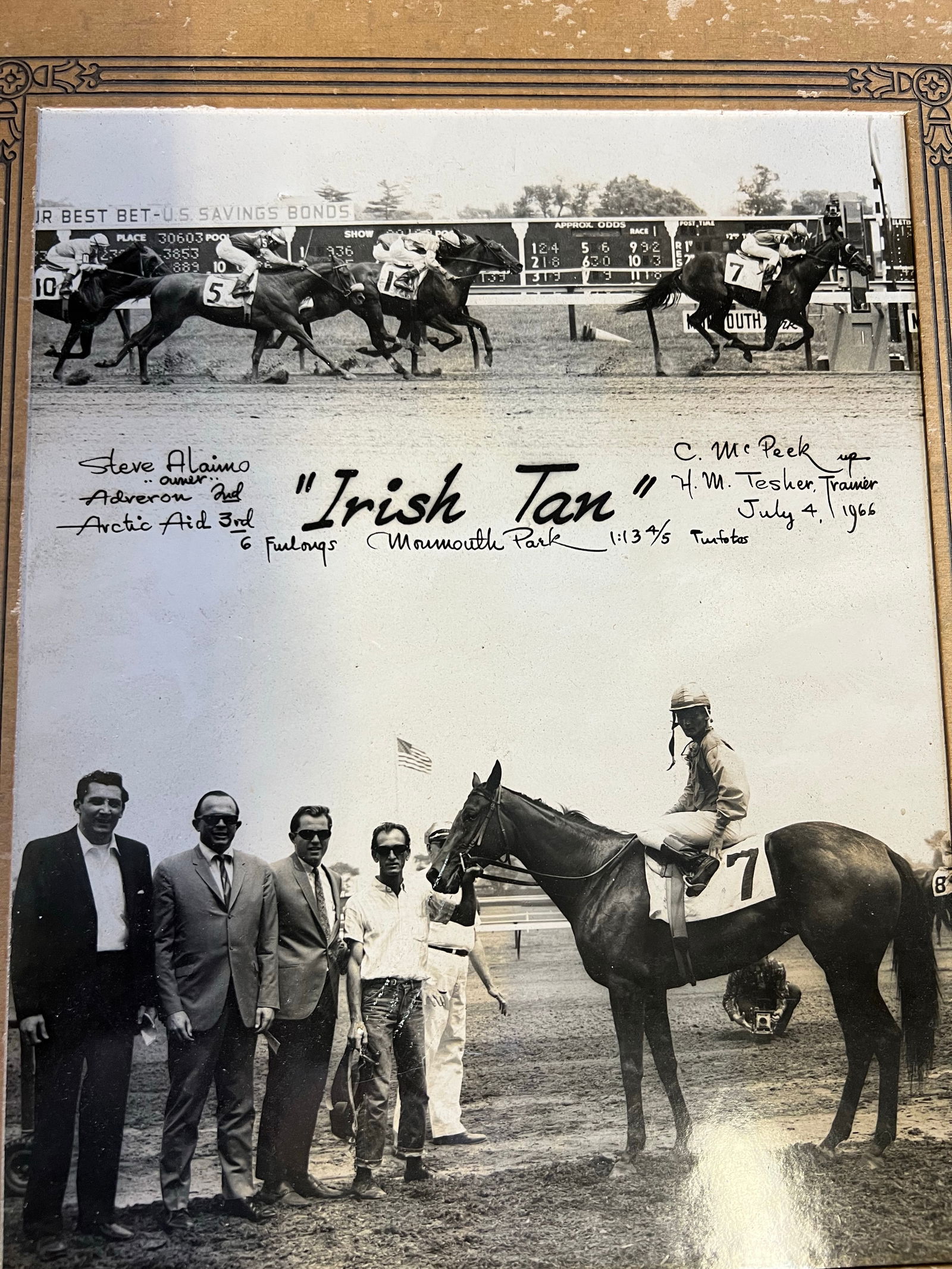 1960s Equestrian Photograph of a Horse Race Winner at Monmouth Park n.j. - 2
