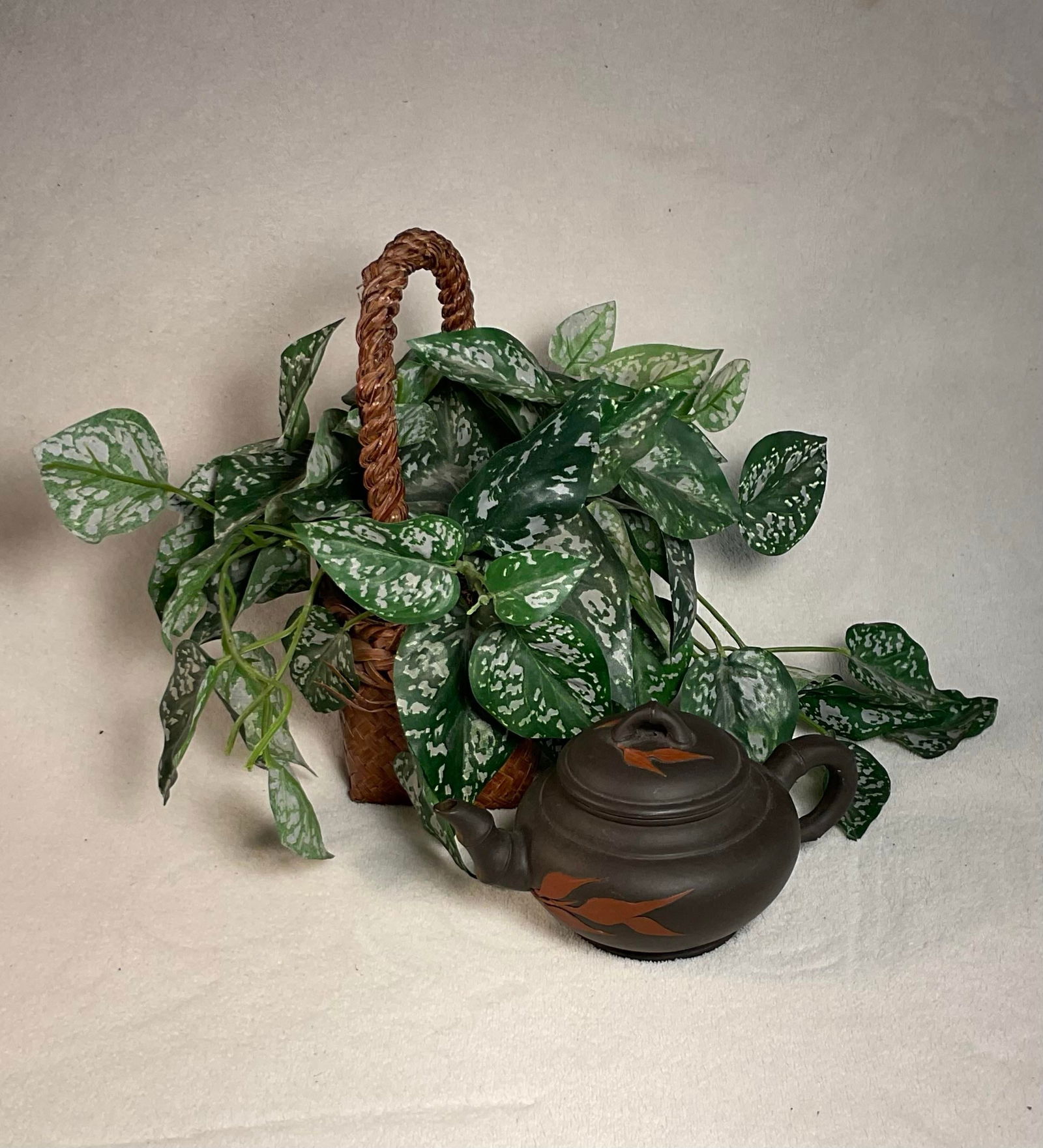 Antique Bisque Asian Orient Form Teapot - 10