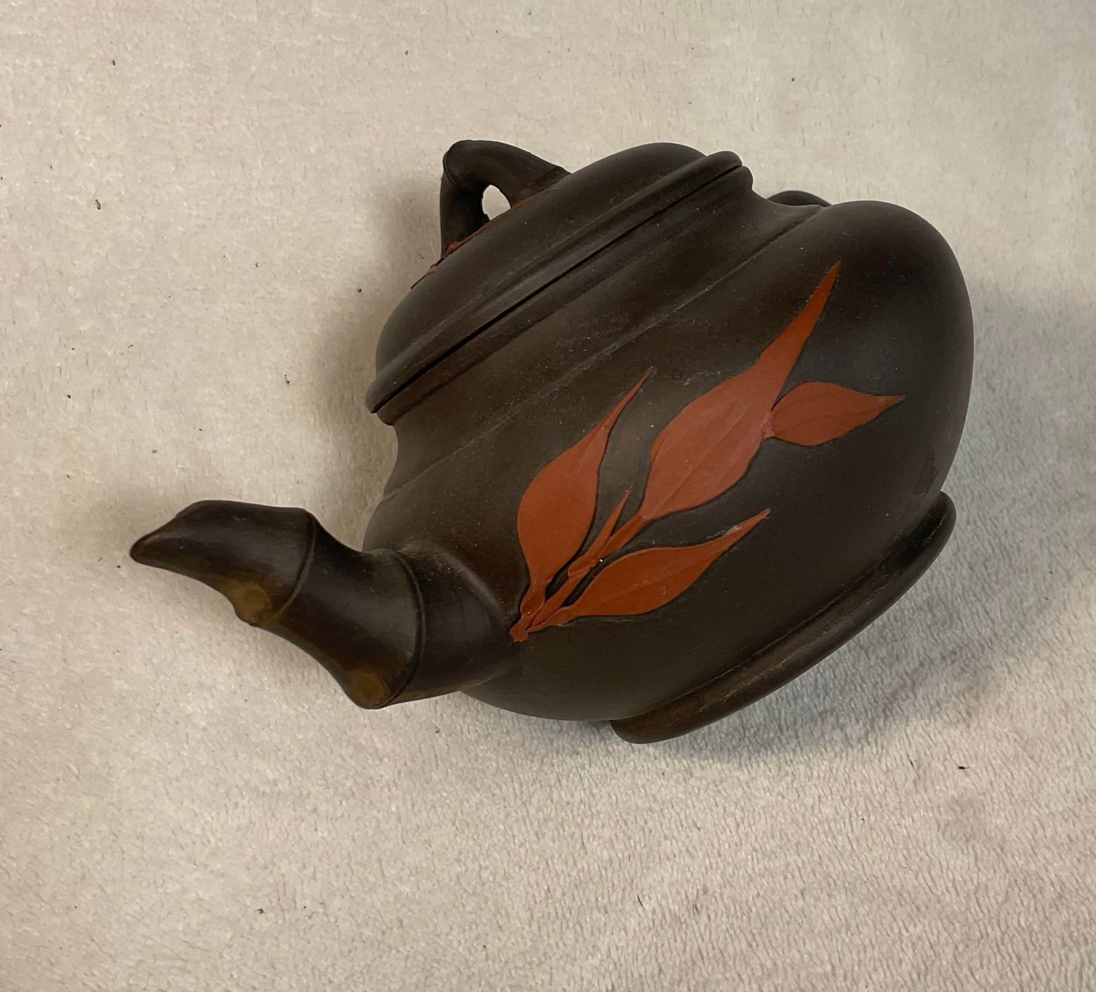 Antique Bisque Asian Orient Form Teapot - 5