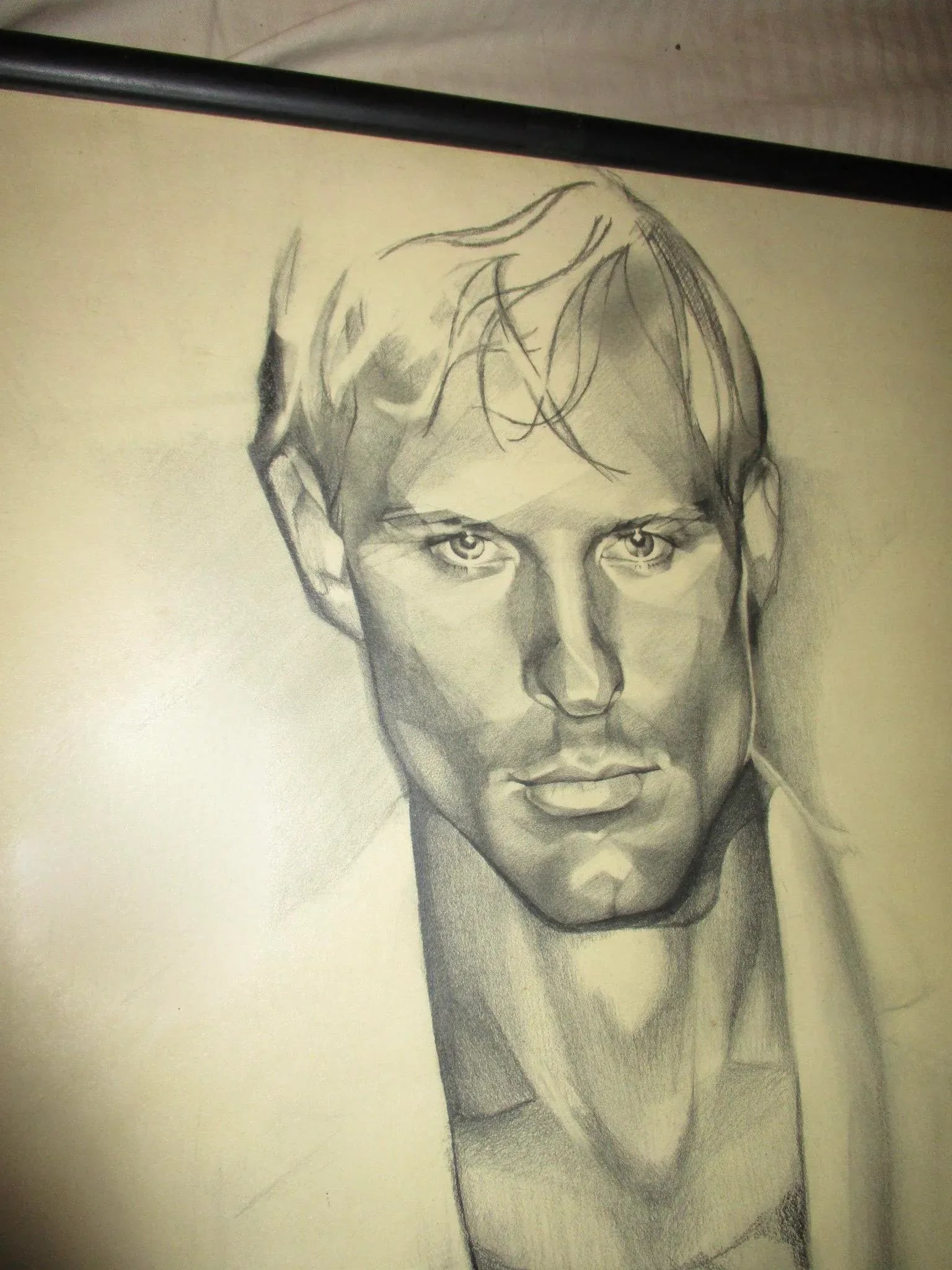 Pencil Drawing of Clovis Ruffin Fashion Designer 1980s - 3