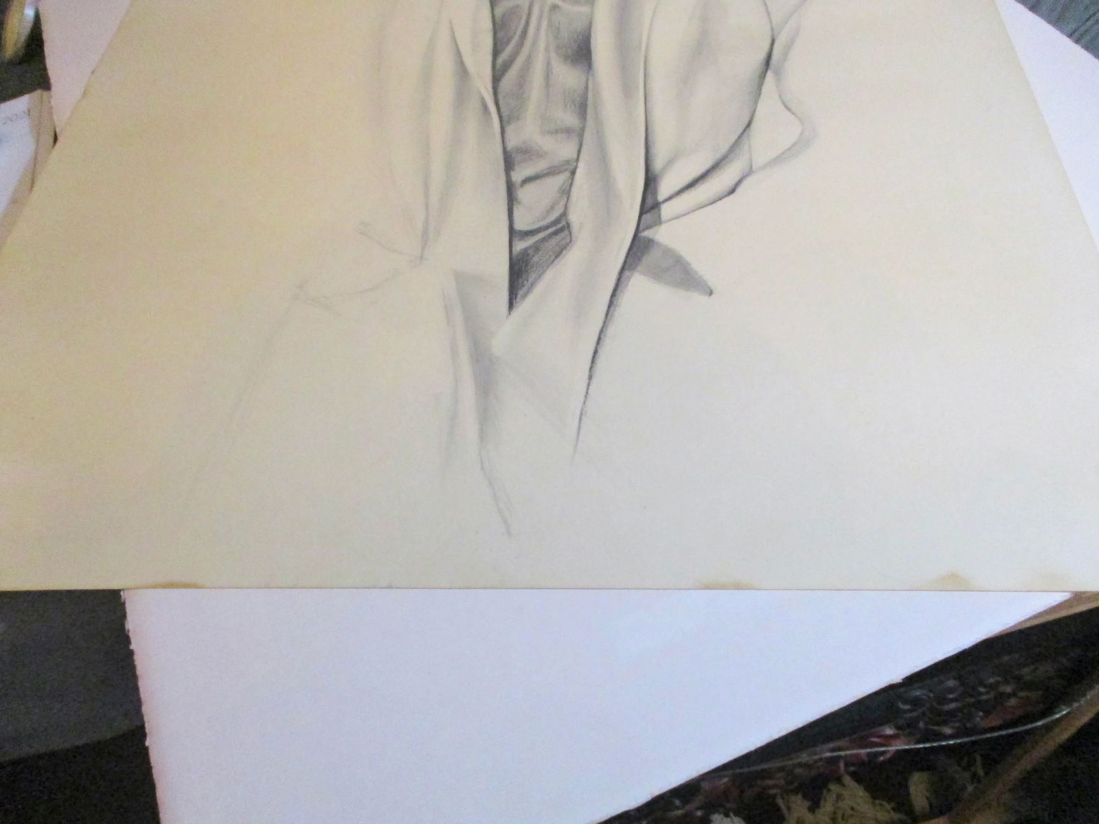 Pencil Drawing of Clovis Ruffin Fashion Designer 1980s - 7