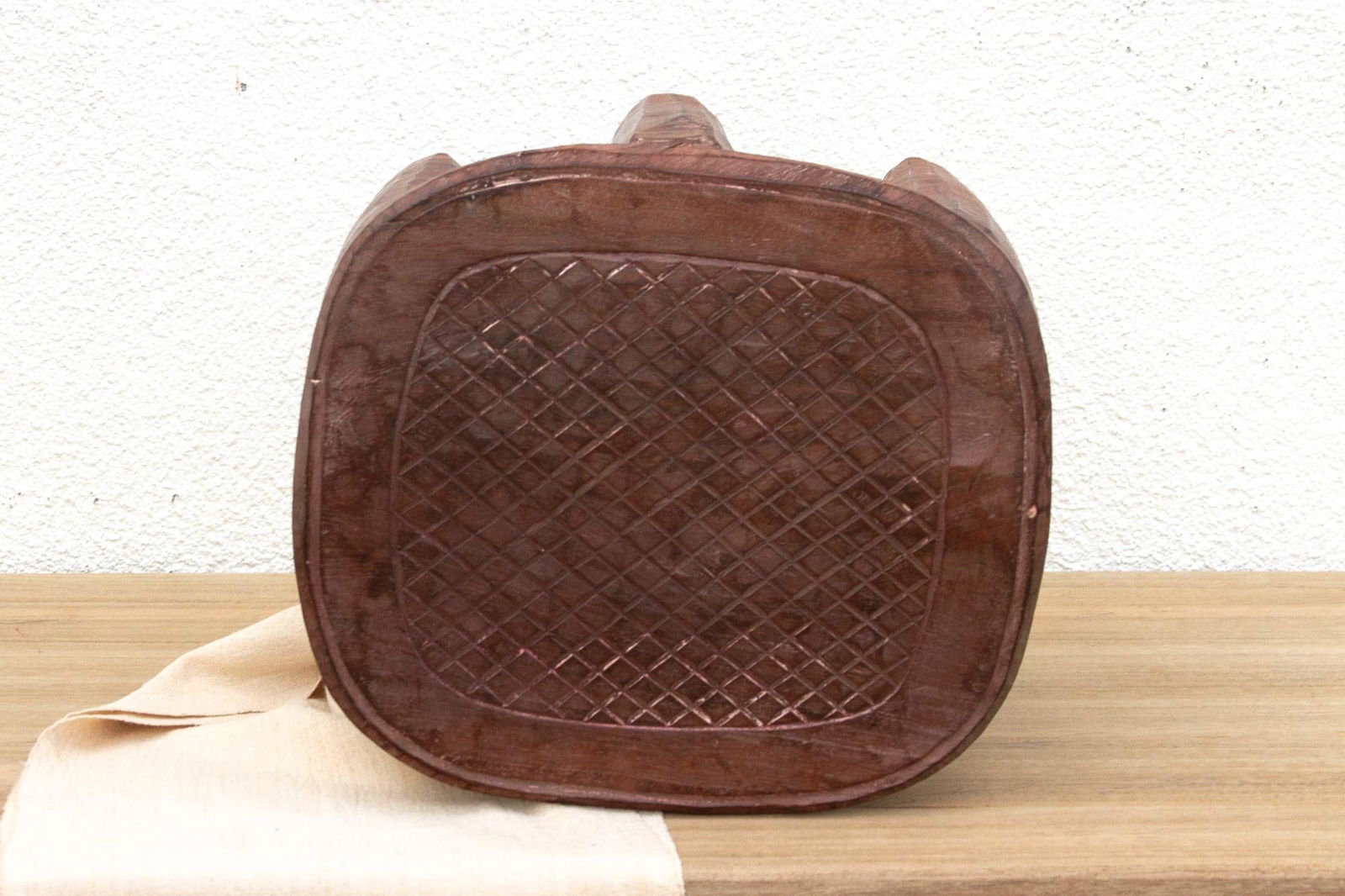 Vintage Carved Wood Gathering Nupe Stool - 3