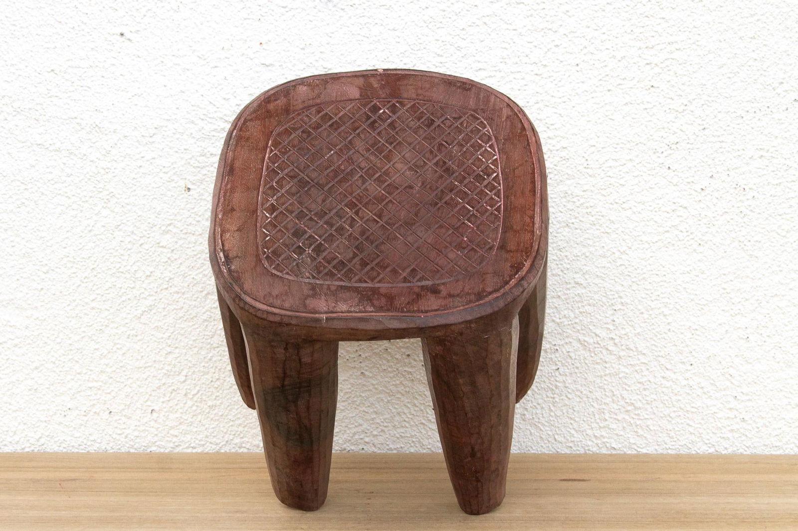 Vintage Carved Wood Gathering Nupe Stool - 7