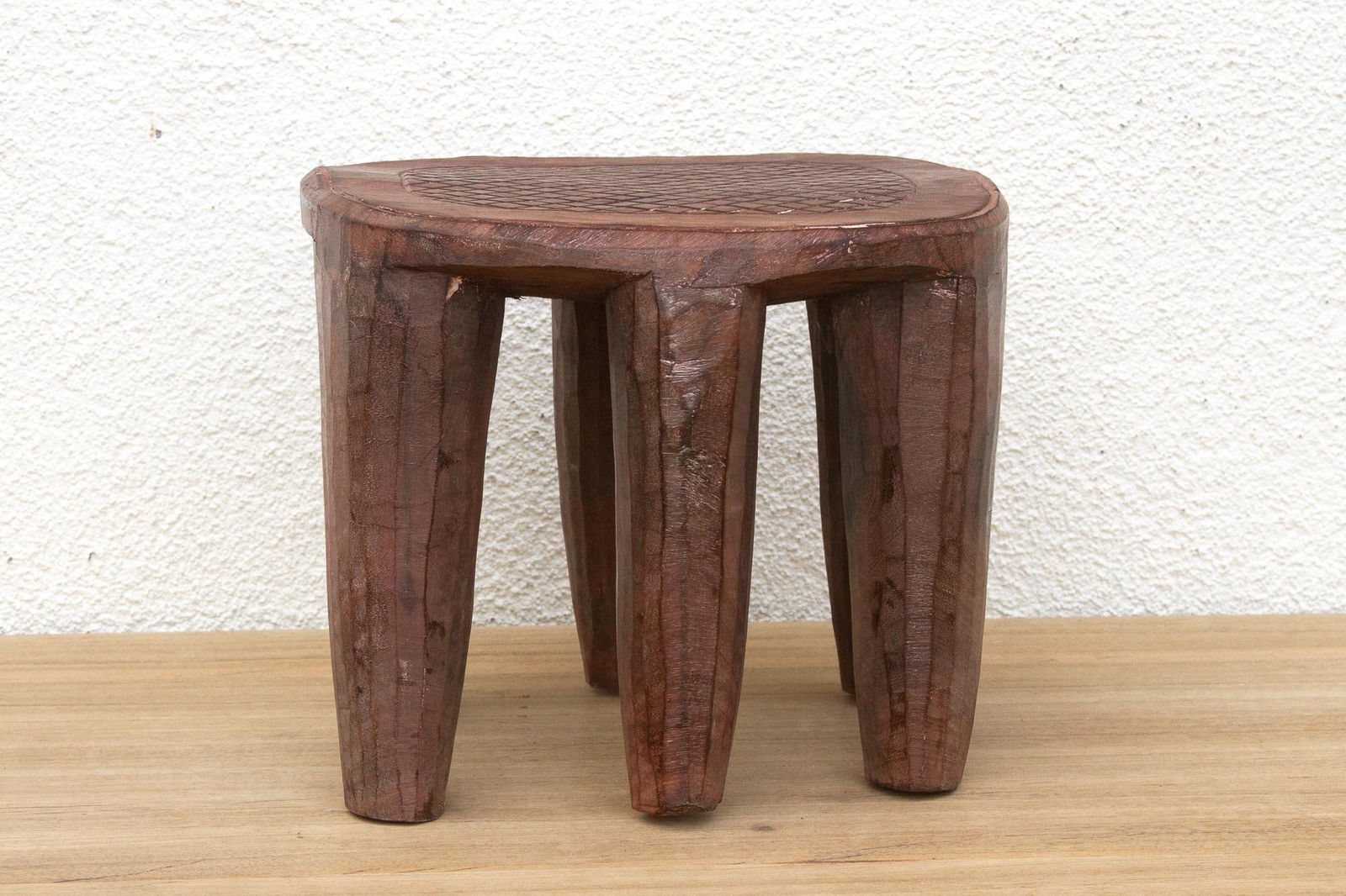 Vintage Carved Wood Gathering Nupe Stool - 8