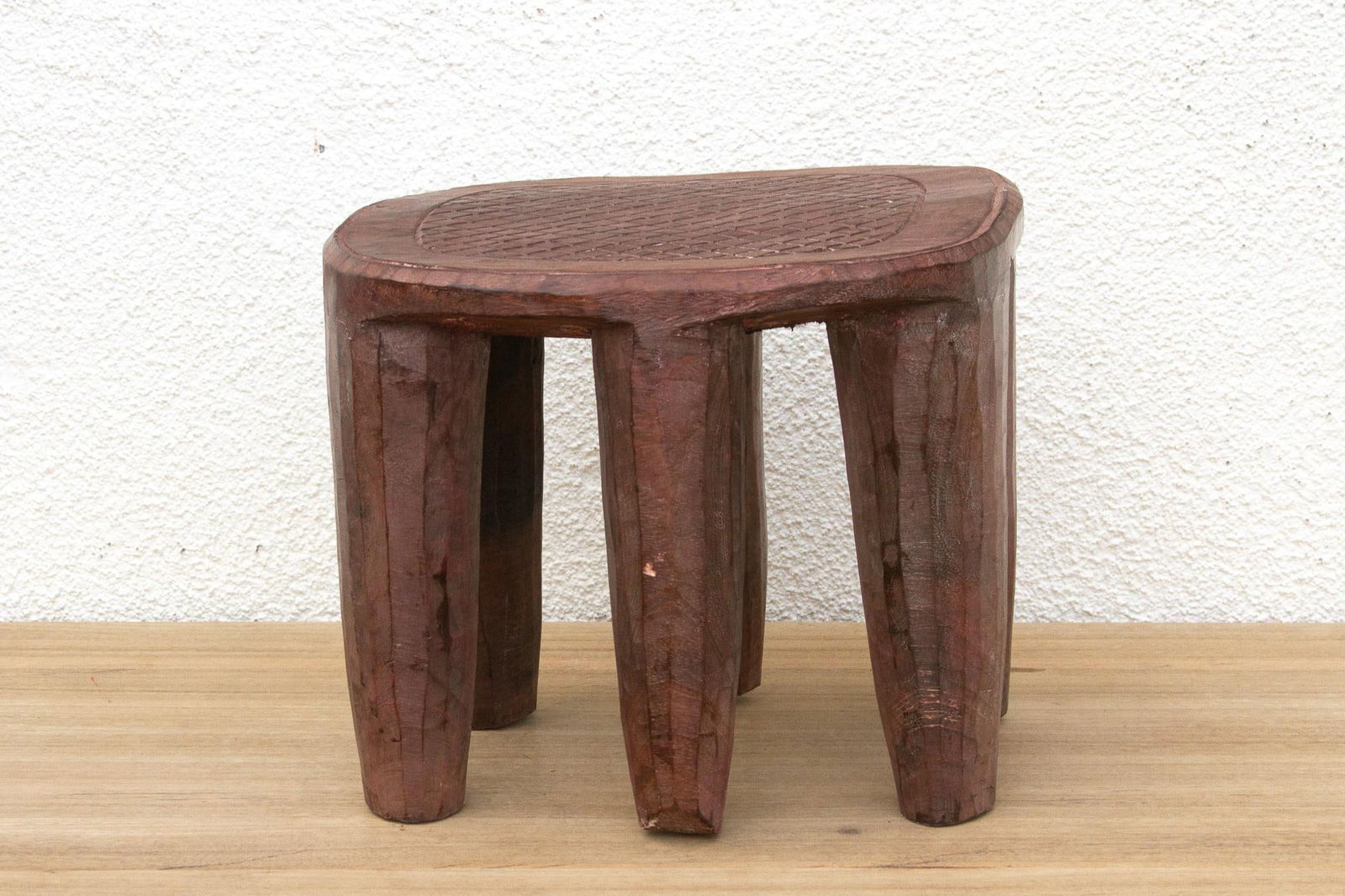 Vintage Carved Wood Gathering Nupe Stool - 9