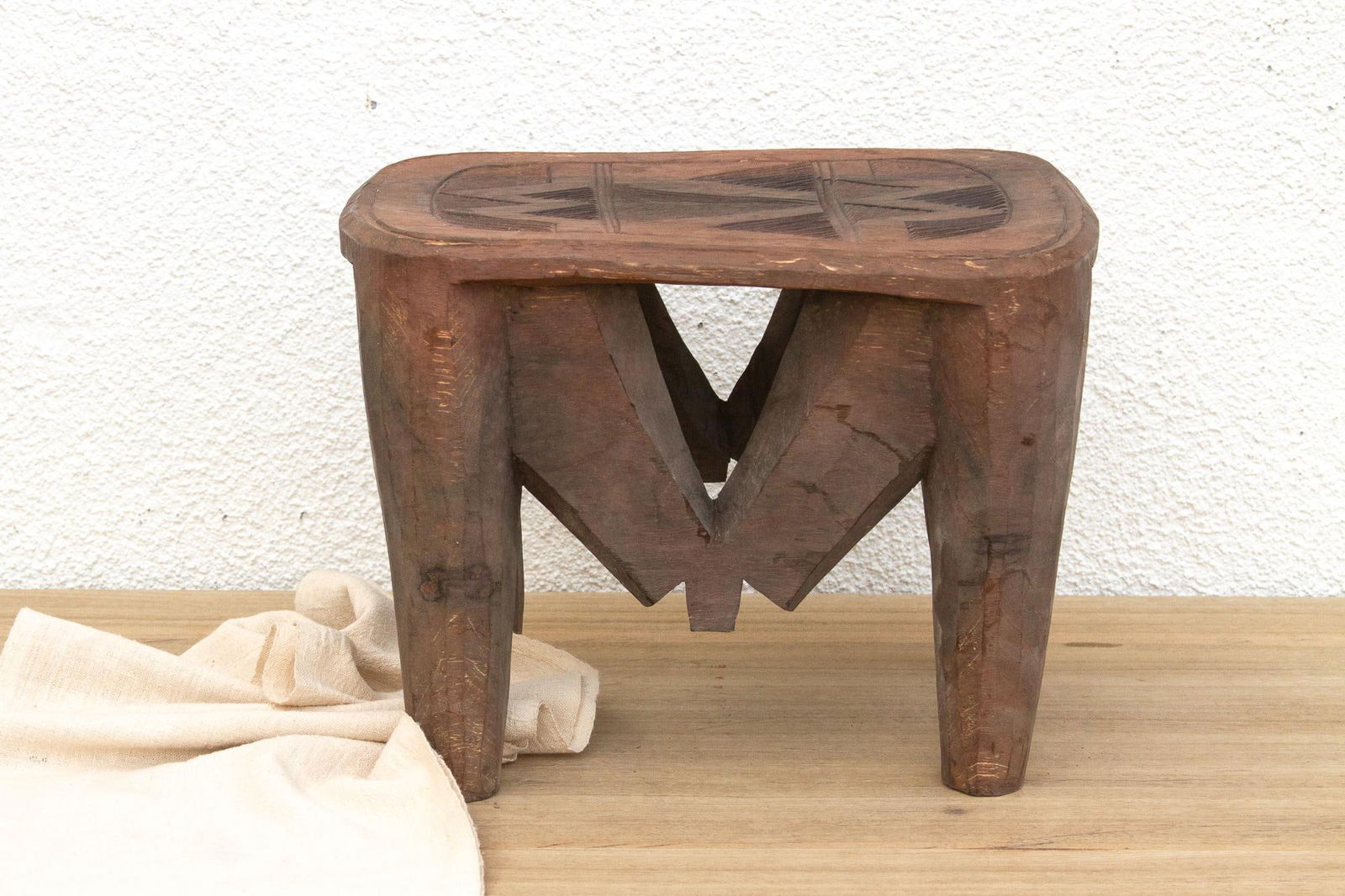 Carved African Storyteller's Nupe Stool - 2