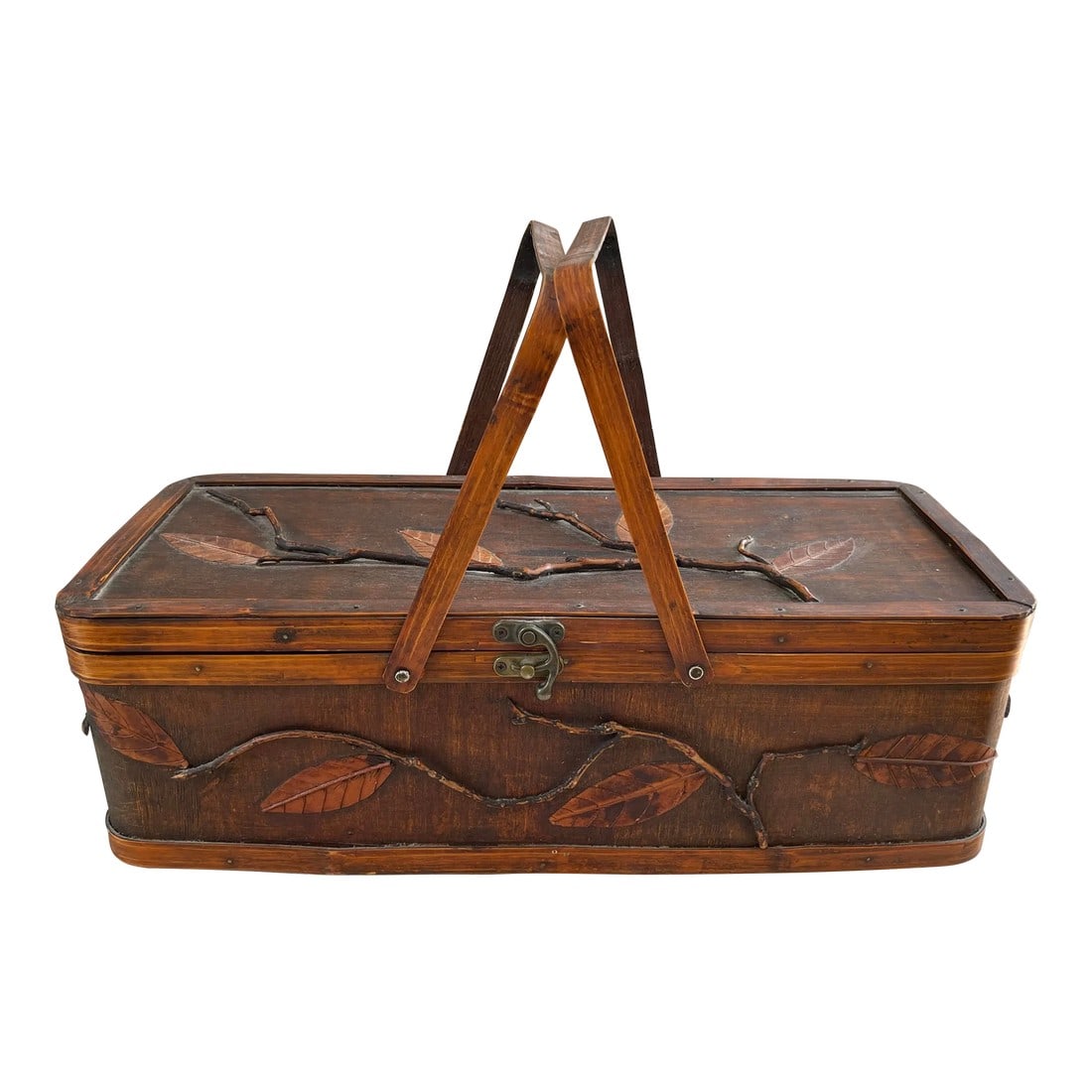 Split Bamboo Decorative Lidded Basket (1 of 9)