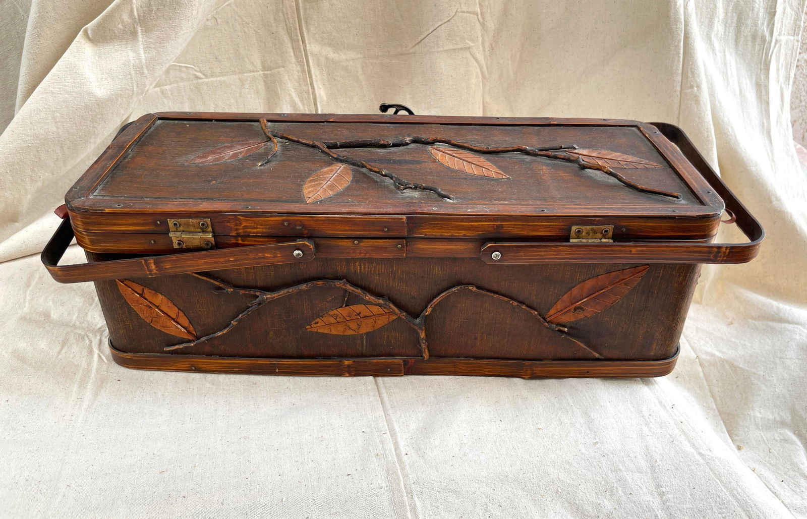 Split Bamboo Decorative Lidded Basket - 6