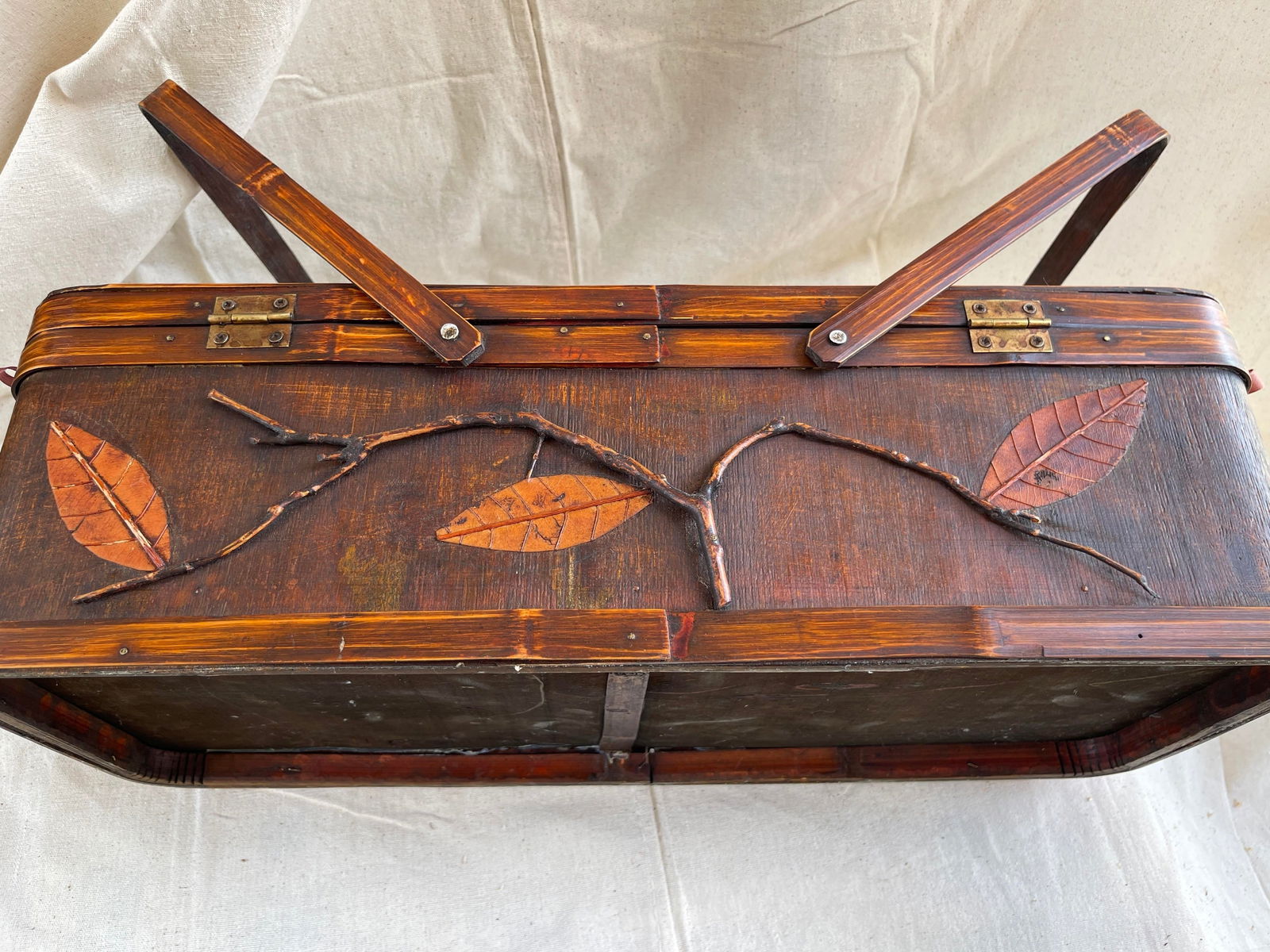 Split Bamboo Decorative Lidded Basket - 7