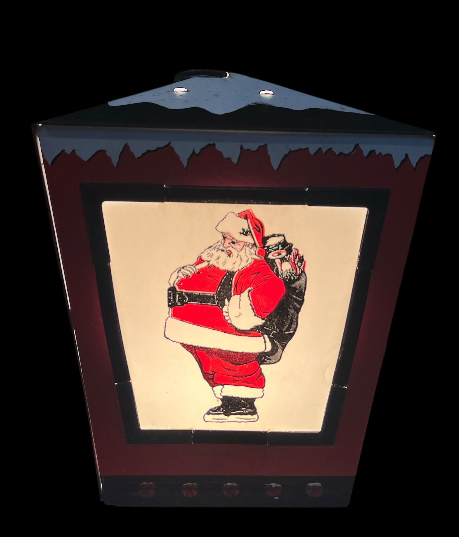 Vintage 1950s Christmas Lanterns With Four Designs, Santa Claus, Christmas Tree and Wreath Lamp - a - 6