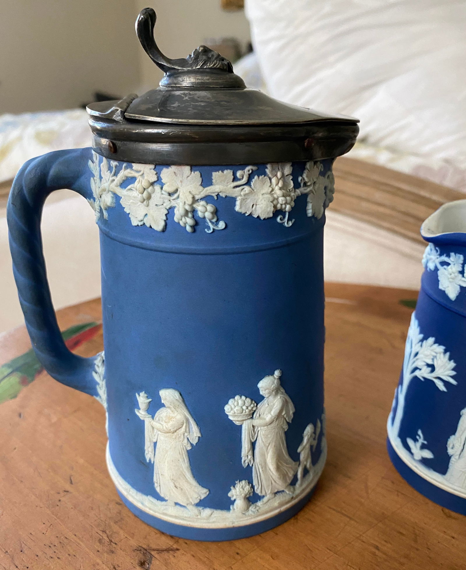 Antique Blue & White Wedgwood Porcelain Coffee Breakfast Service- 5 Pieces - 5