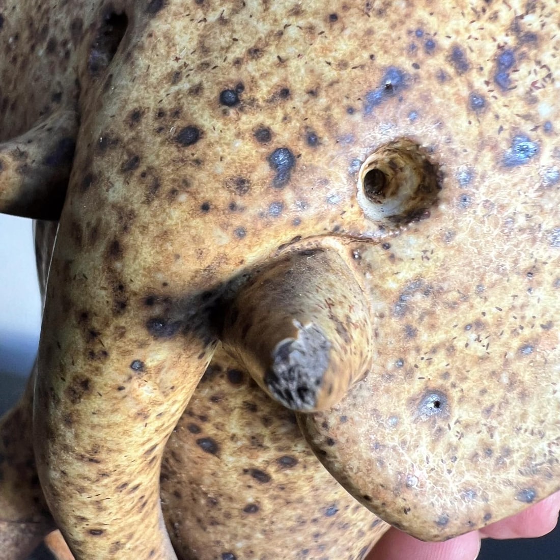 1960s Studio Art Pottery Stoneware Elephant and Tiny Bird - 10