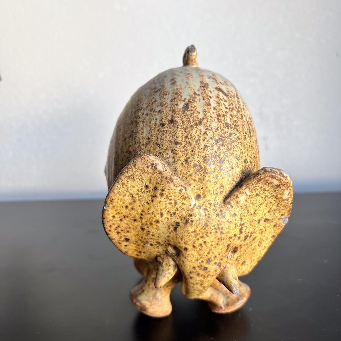1960s Studio Art Pottery Stoneware Elephant and Tiny Bird - 2