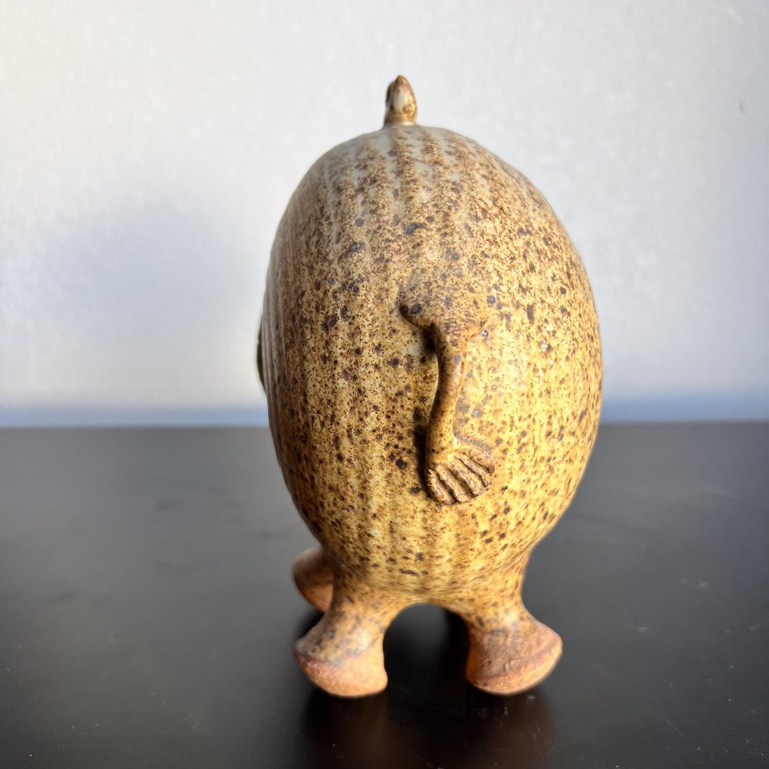 1960s Studio Art Pottery Stoneware Elephant and Tiny Bird - 3