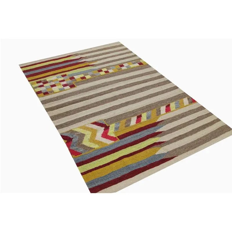 Handwoven Scandinavian Style Persian Kilim Area Rug 3'4" X 5'6" - 5