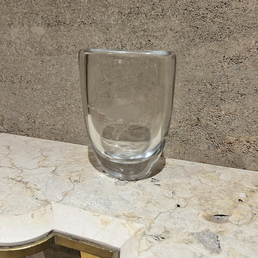 1970s Strombergshyttan Crystal Art Glass Vase Etched Deer - 5