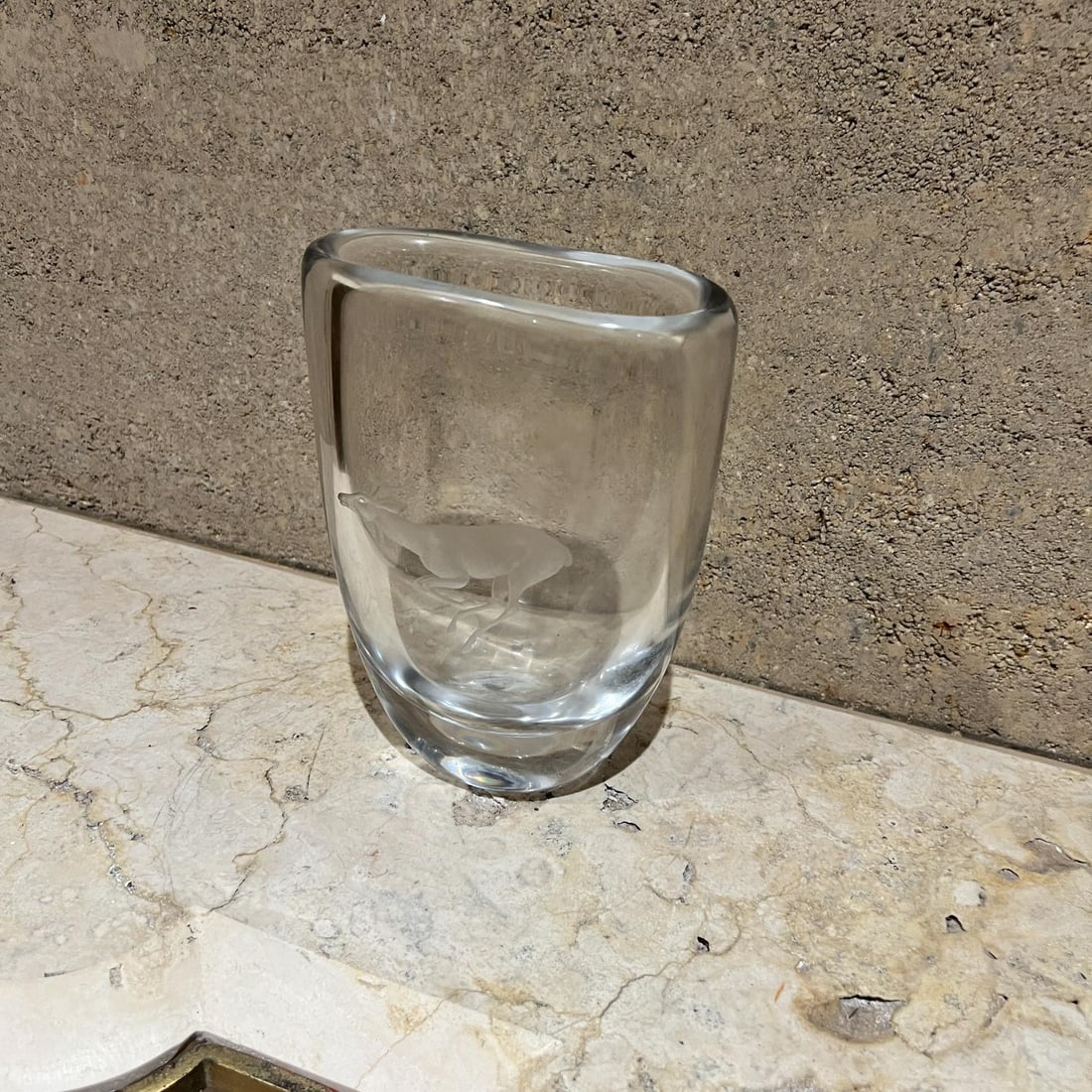 1970s Strombergshyttan Crystal Art Glass Vase Etched Deer - 8