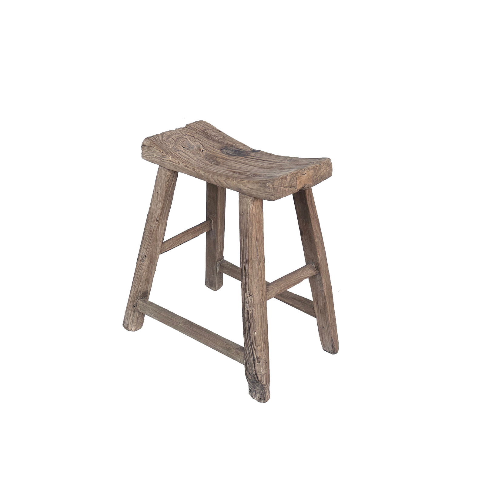 Rustic Raw Wood Rough Grain Village Retro Slim Narrow Bench Stool - 2