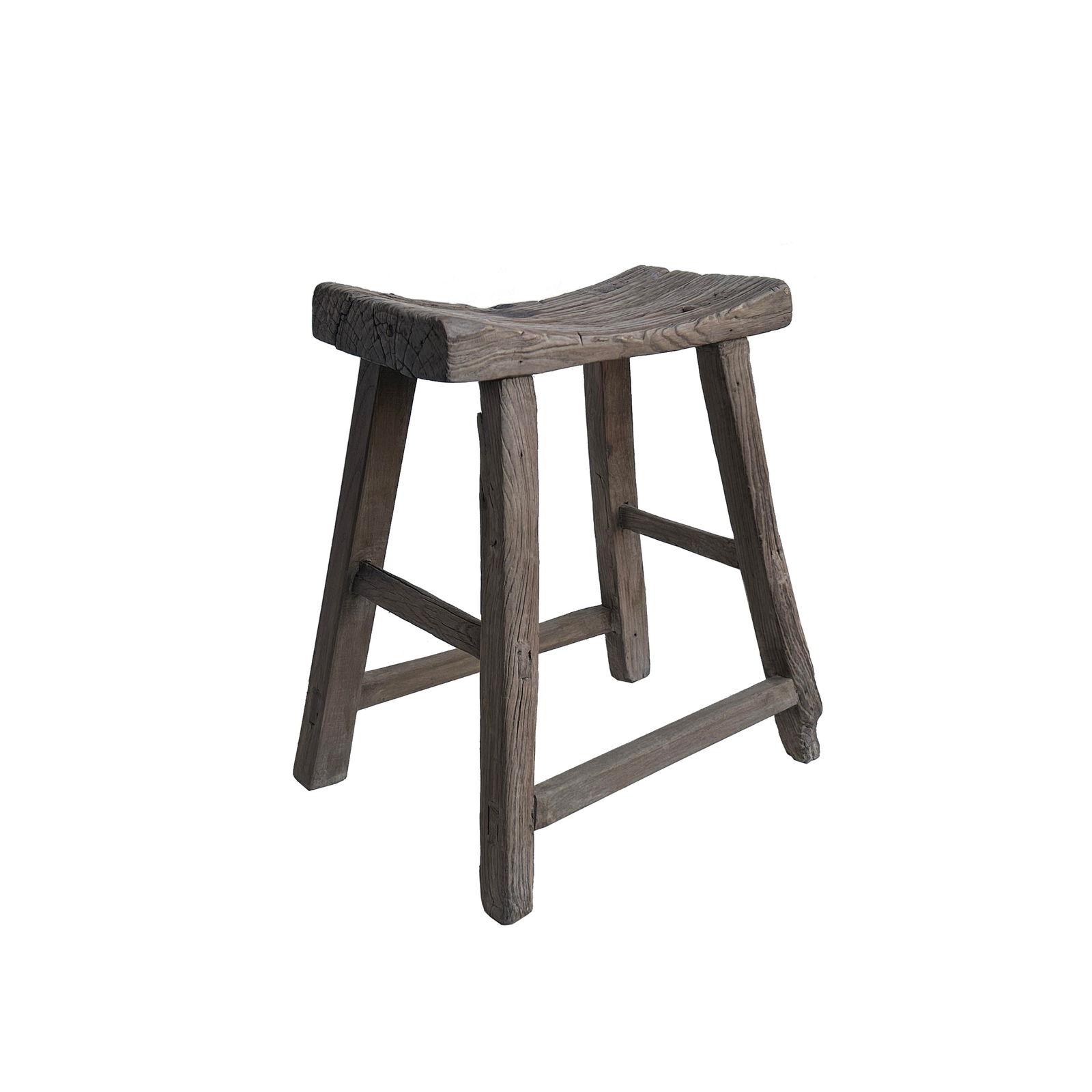 Rustic Raw Wood Rough Grain Village Retro Slim Narrow Bench Stool - 3