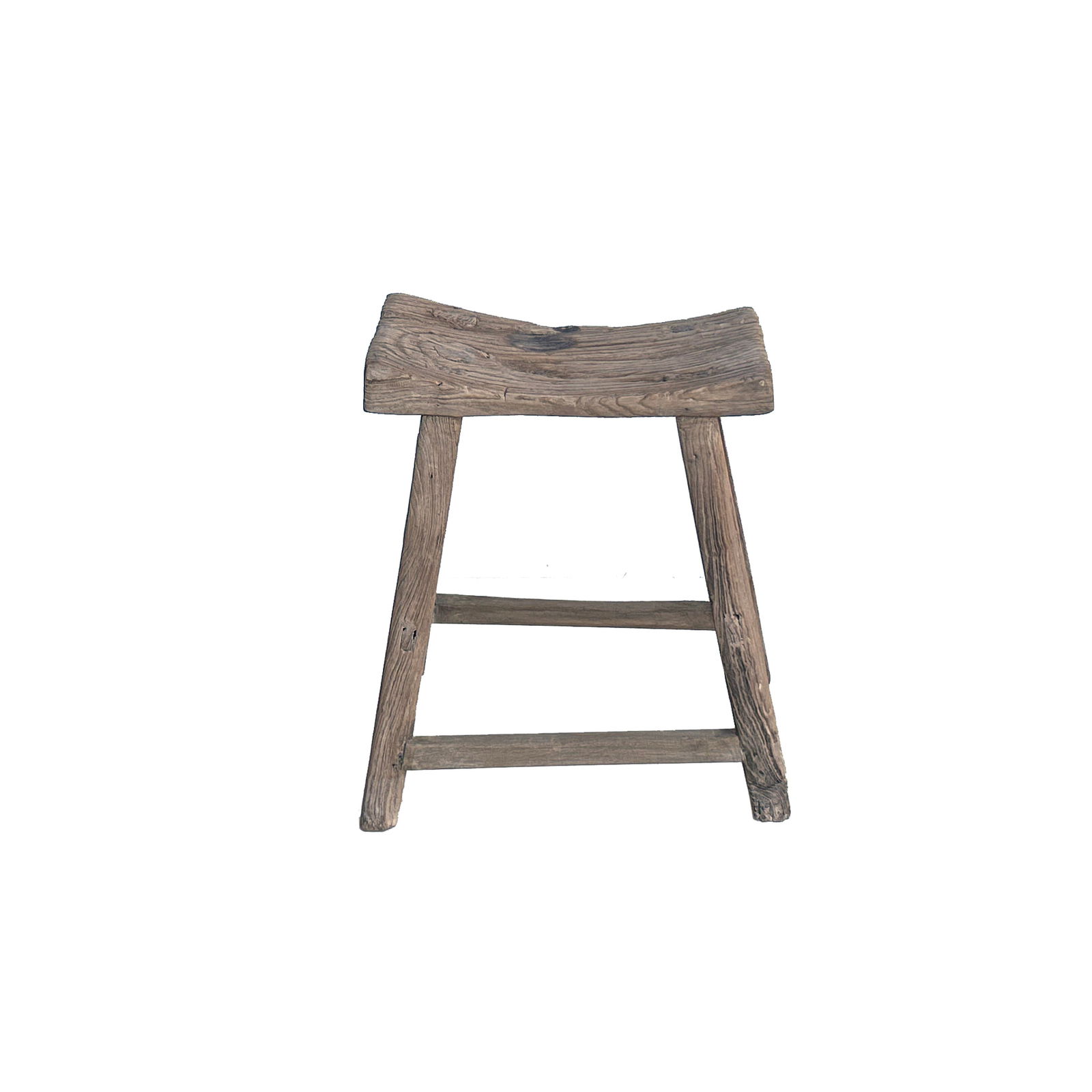 Rustic Raw Wood Rough Grain Village Retro Slim Narrow Bench Stool - 5