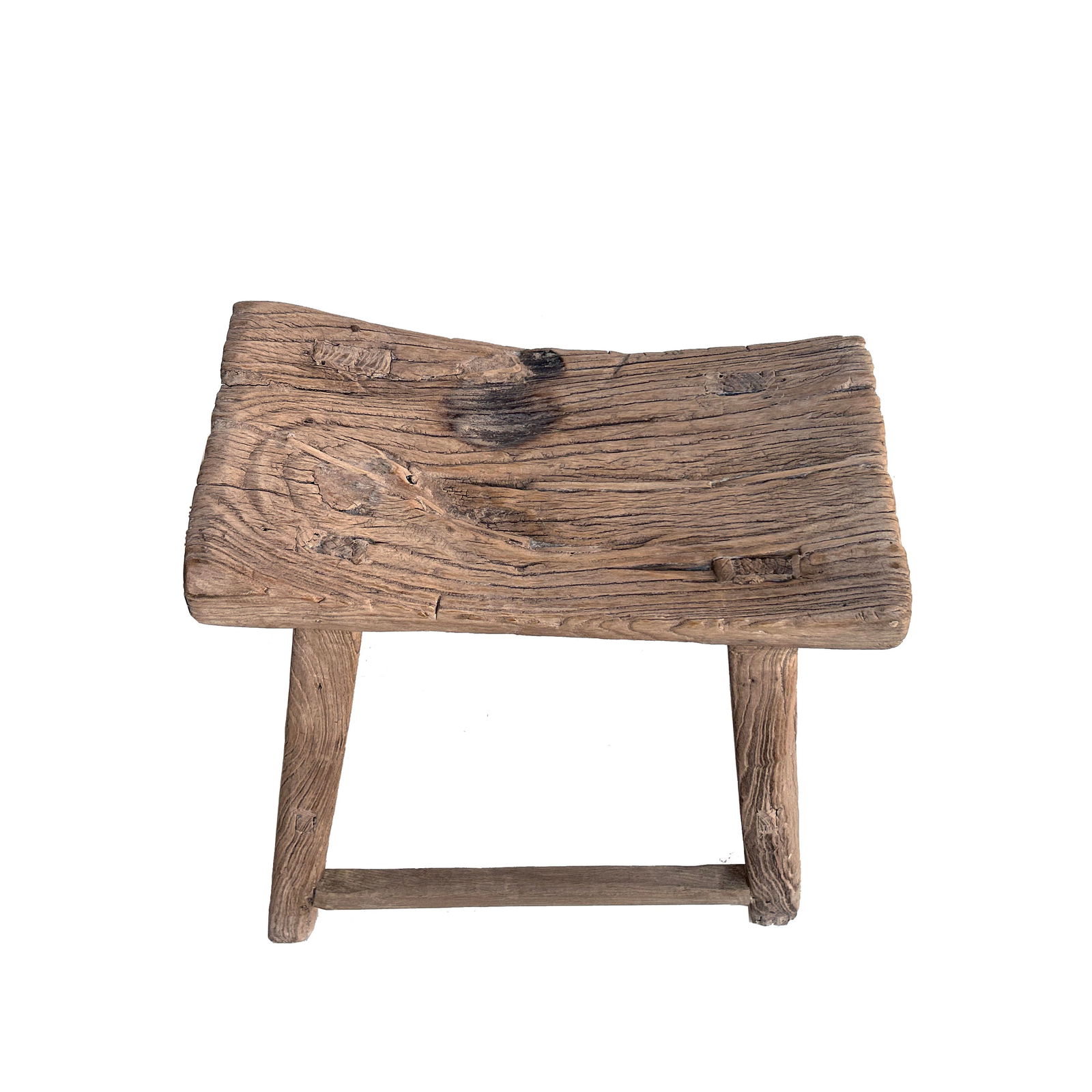 Rustic Raw Wood Rough Grain Village Retro Slim Narrow Bench Stool - 6