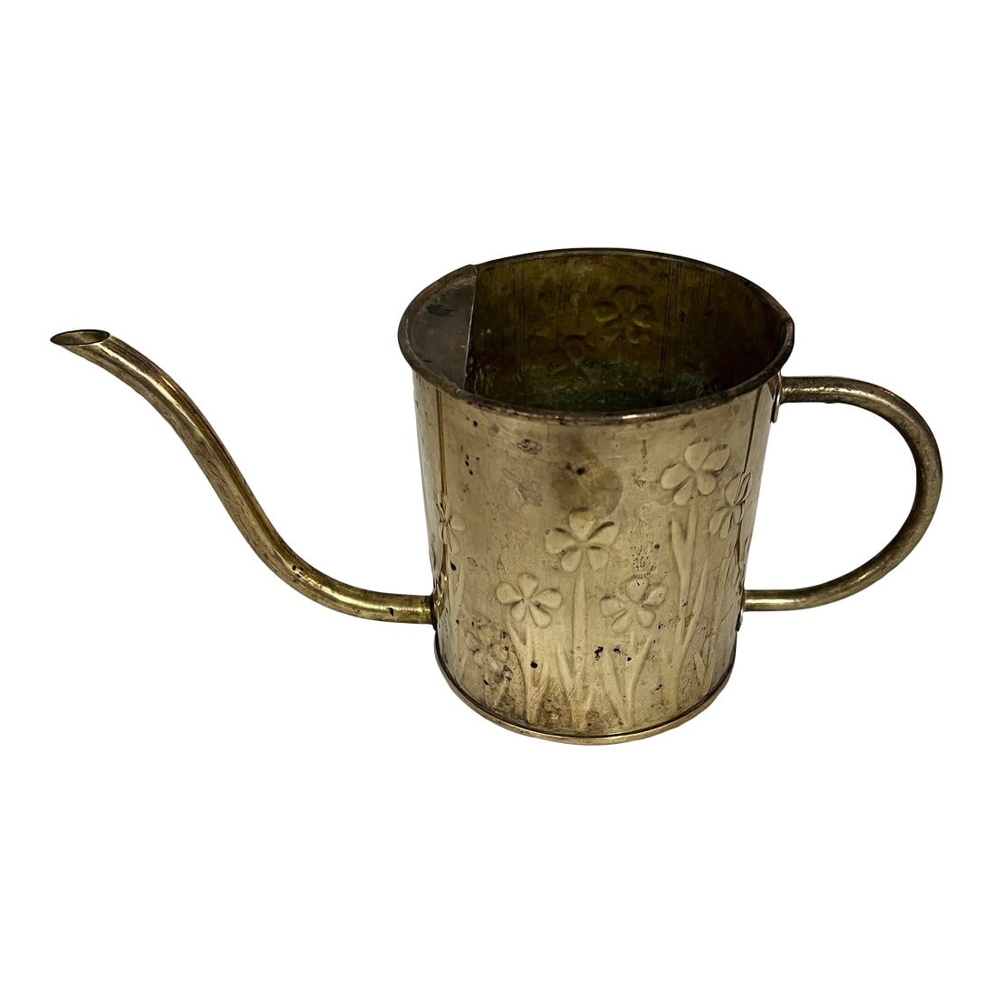 Vintage Decorative Brass Watering Can With Embossed Flower Pattern (1 of 6)