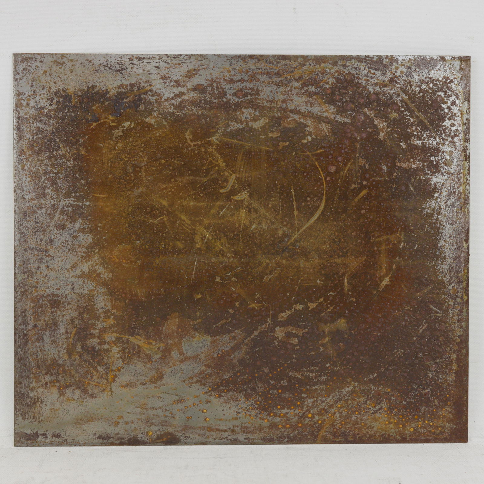 Vintage Hand-Painted Iron Painting "“ Bird & Floral Artwork on Metal Panel - 5