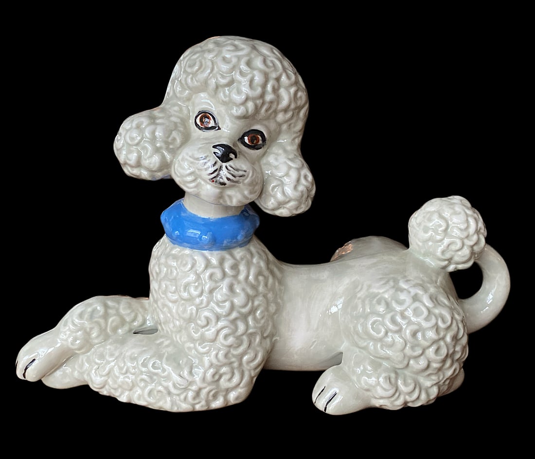 1950s Staffordshire Style Hand Painted Ceramic French Poodle Statue - 11