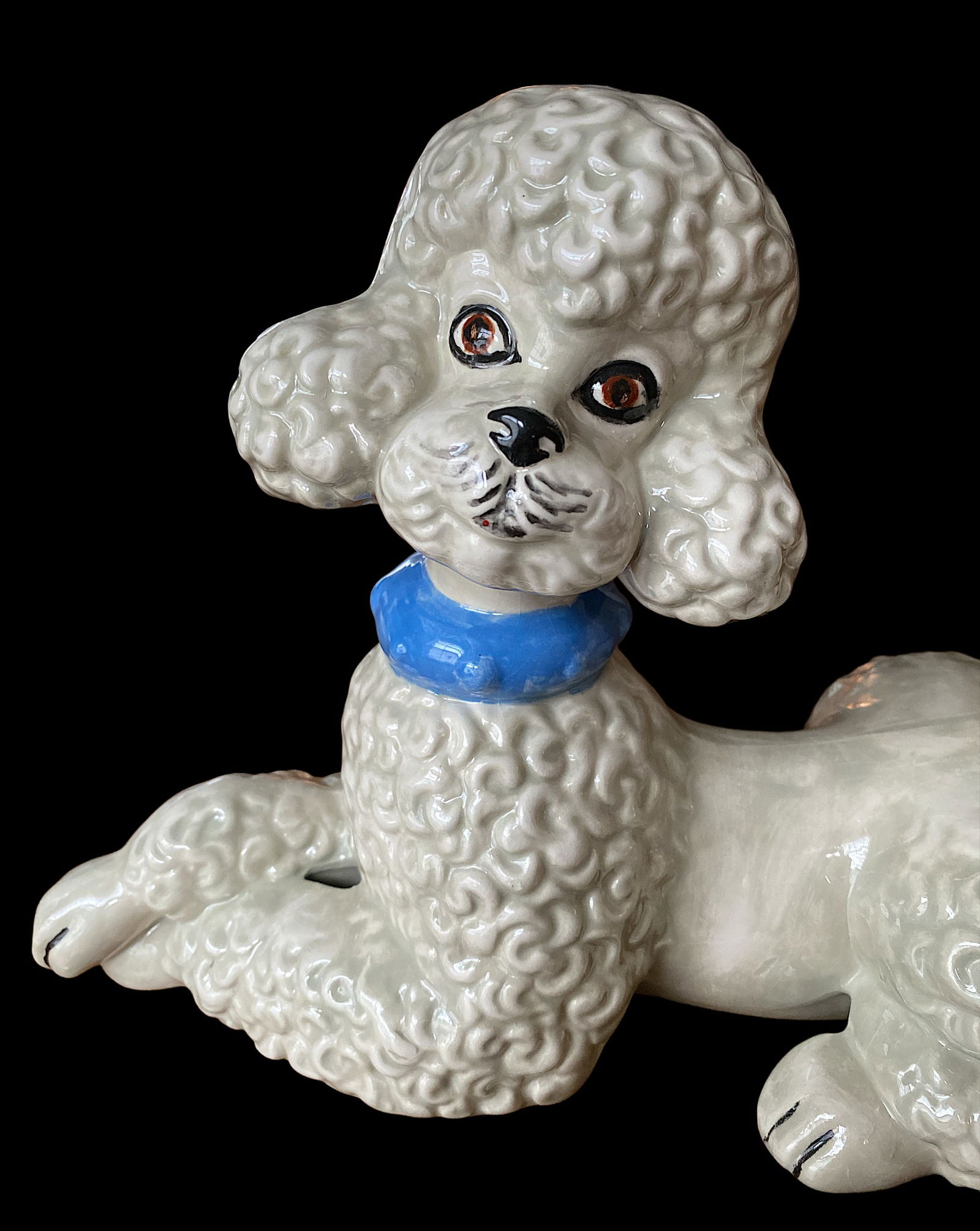 1950s Staffordshire Style Hand Painted Ceramic French Poodle Statue - 2