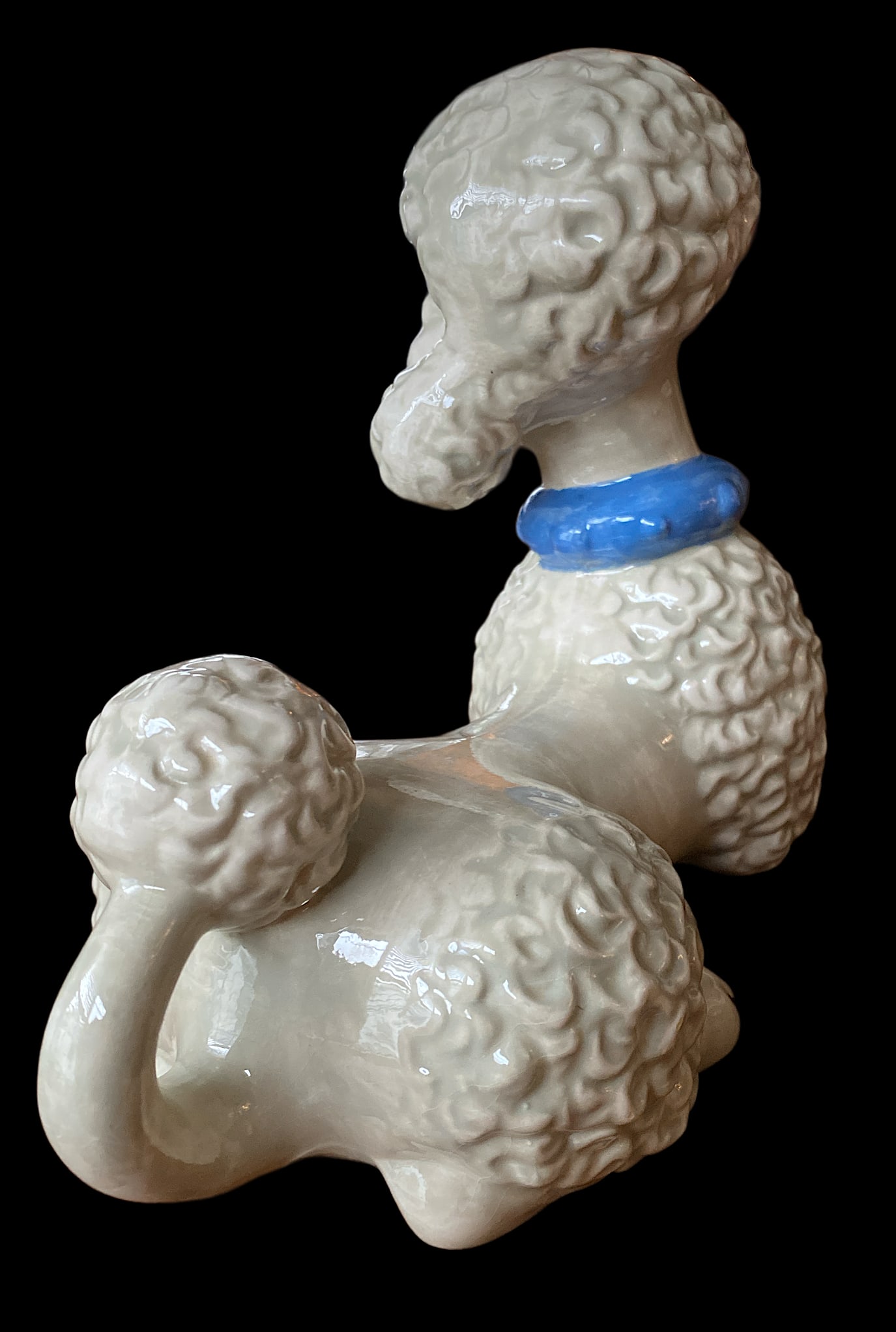 1950s Staffordshire Style Hand Painted Ceramic French Poodle Statue - 5