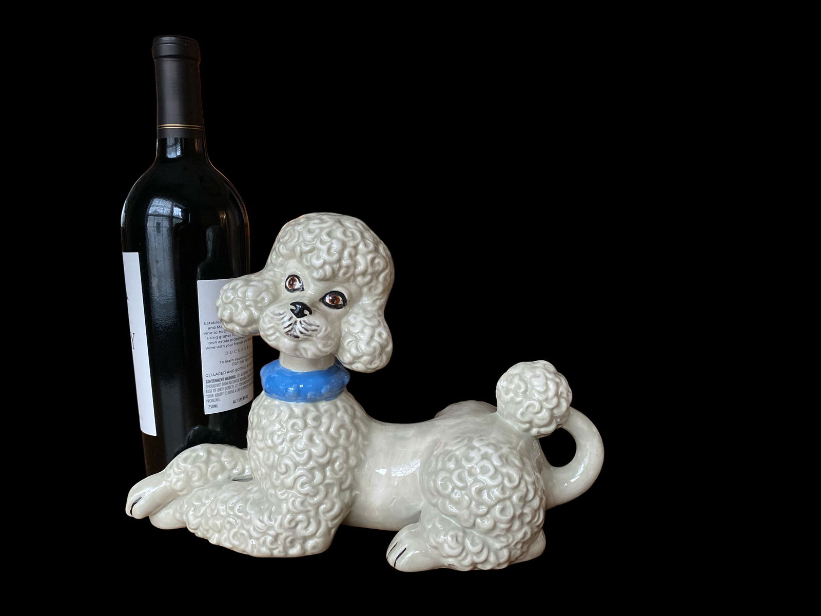 1950s Staffordshire Style Hand Painted Ceramic French Poodle Statue - 9
